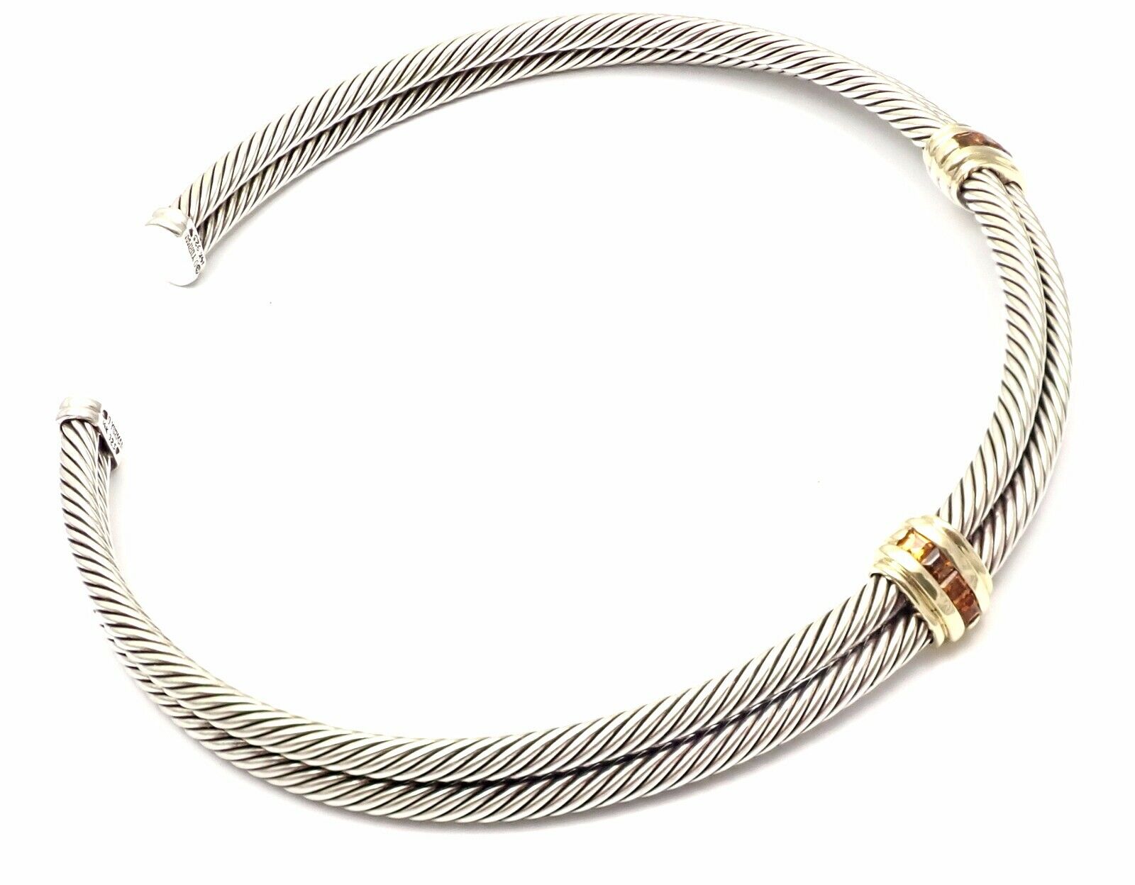 Authentic David Yurman 14k Gold & Silver Citrine Double Cable Collar Necklace | Luxury Jewelry for Women, Perfect for Date Night & Special Occasions