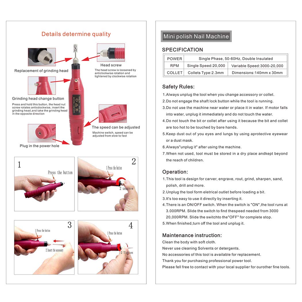 Legendog 16PCS Electric Nail Drill Kit - Portable Nail Polish Remover & Cuticle Tool for Professional & Home Manicure/Pedicure | Perfect for Nail Salons, DIY Nail Art & At-Home Beauty Care