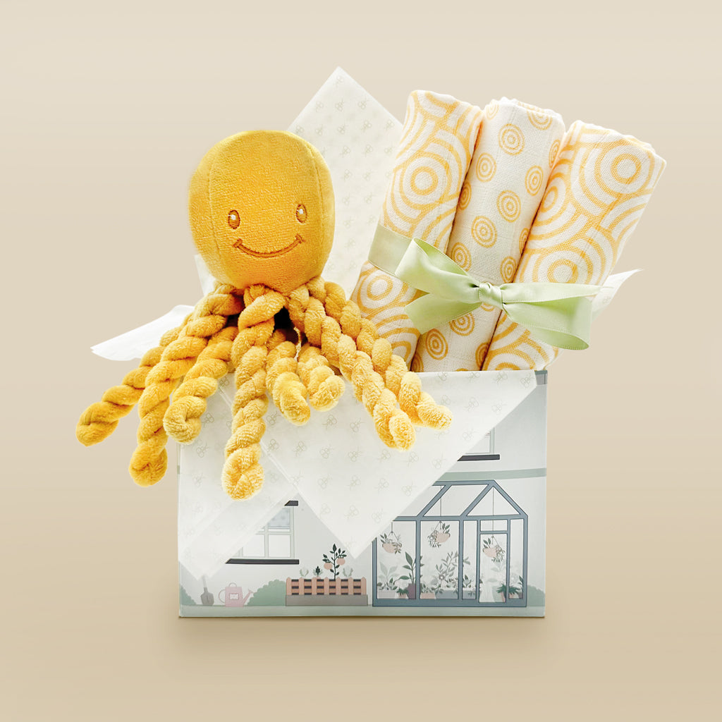 Ollie Octopus Neutral Baby Gift Set - Newborn Baby Shower Gift, Soft Plush Toy & Keepsake for Boys & Girls - Perfect for Nursery Decor & First Birthday