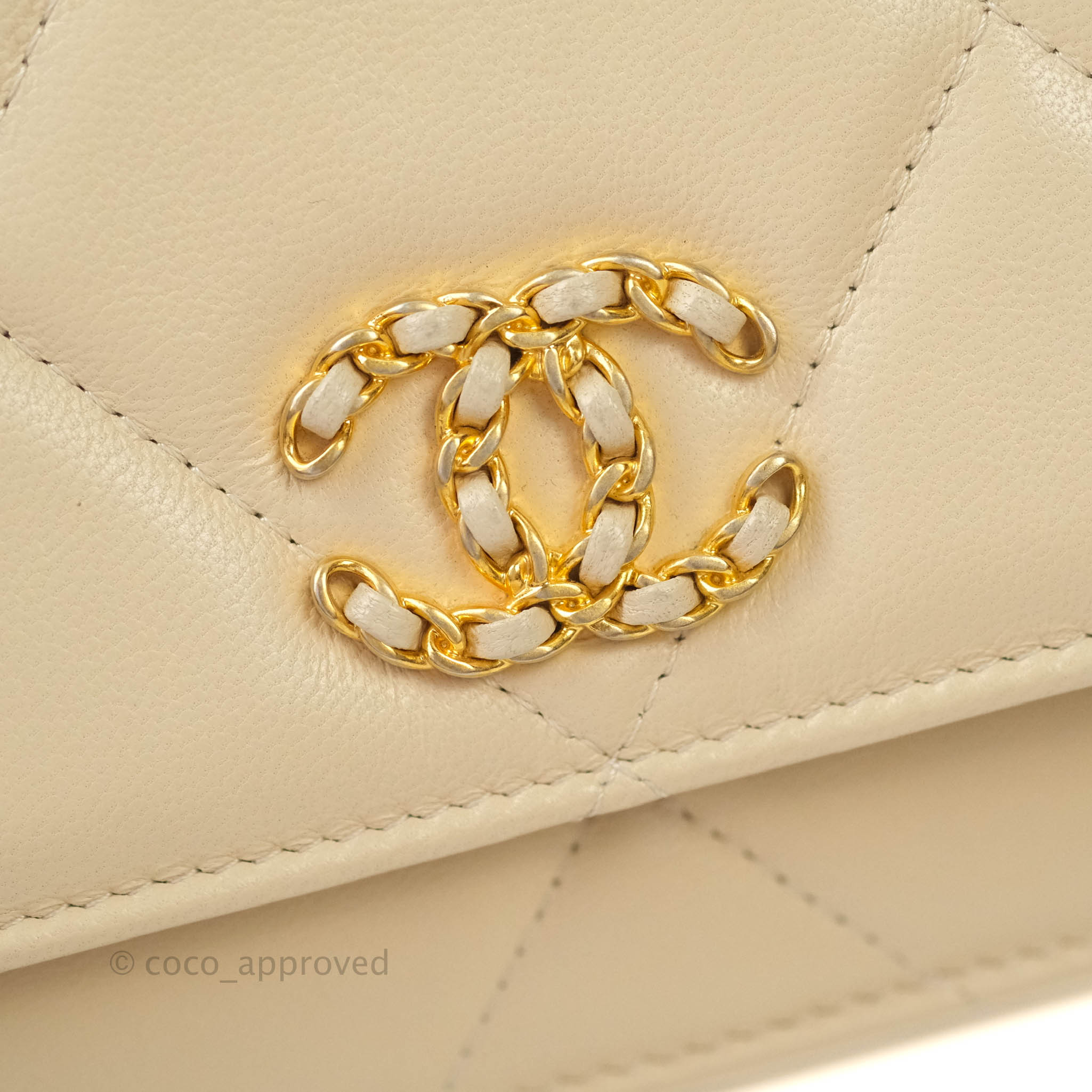 Chanel 19 Quilted Wallet on Chain WOC in Beige Goatskin with Mixed Hardware - Luxury Crossbody Bag for Women, Perfect for Evening Events & Daily Use