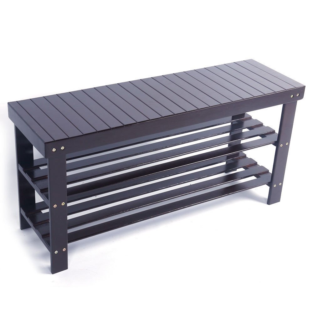3-Tier Bamboo Shoe Rack Bench with Storage Shelf - Space Saving Entryway Organizer for Shoes, Hats & Bags - Perfect for Hallway, Bedroom or Closet Organization