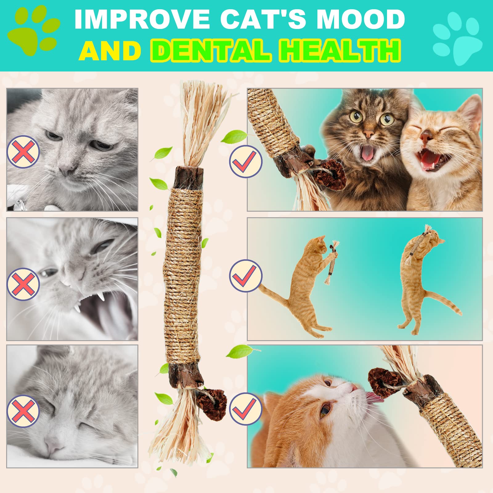 Premium Silvervine Cat Chew Toys - 3 Pack Natural Silvervine Sticks for Indoor Cats, Kitten Teething Toys for Aggressive Chewers, Stress Relief Catnip Toys for All Ages - Perfect for Anxiety Relief, Dental Health & Playtime Fun