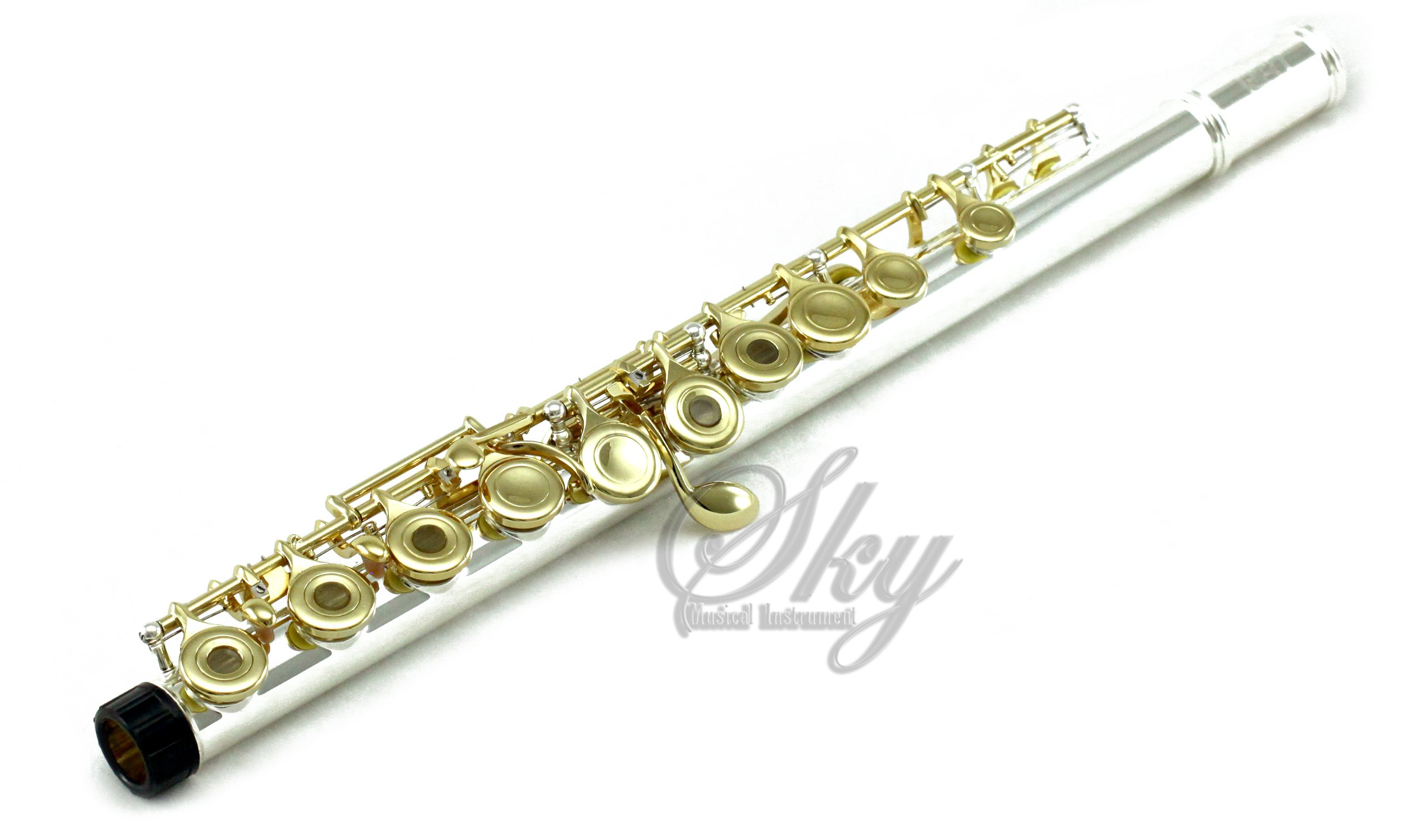 Professional Sky C Flute with Lightweight Case - Silver/Gold Open Hole Flute Set Includes Cleaning Rod, Cloth, Joint Grease & Screwdriver | Perfect for Beginners, Students & Performers | Band, Orchestra & Solo Practice