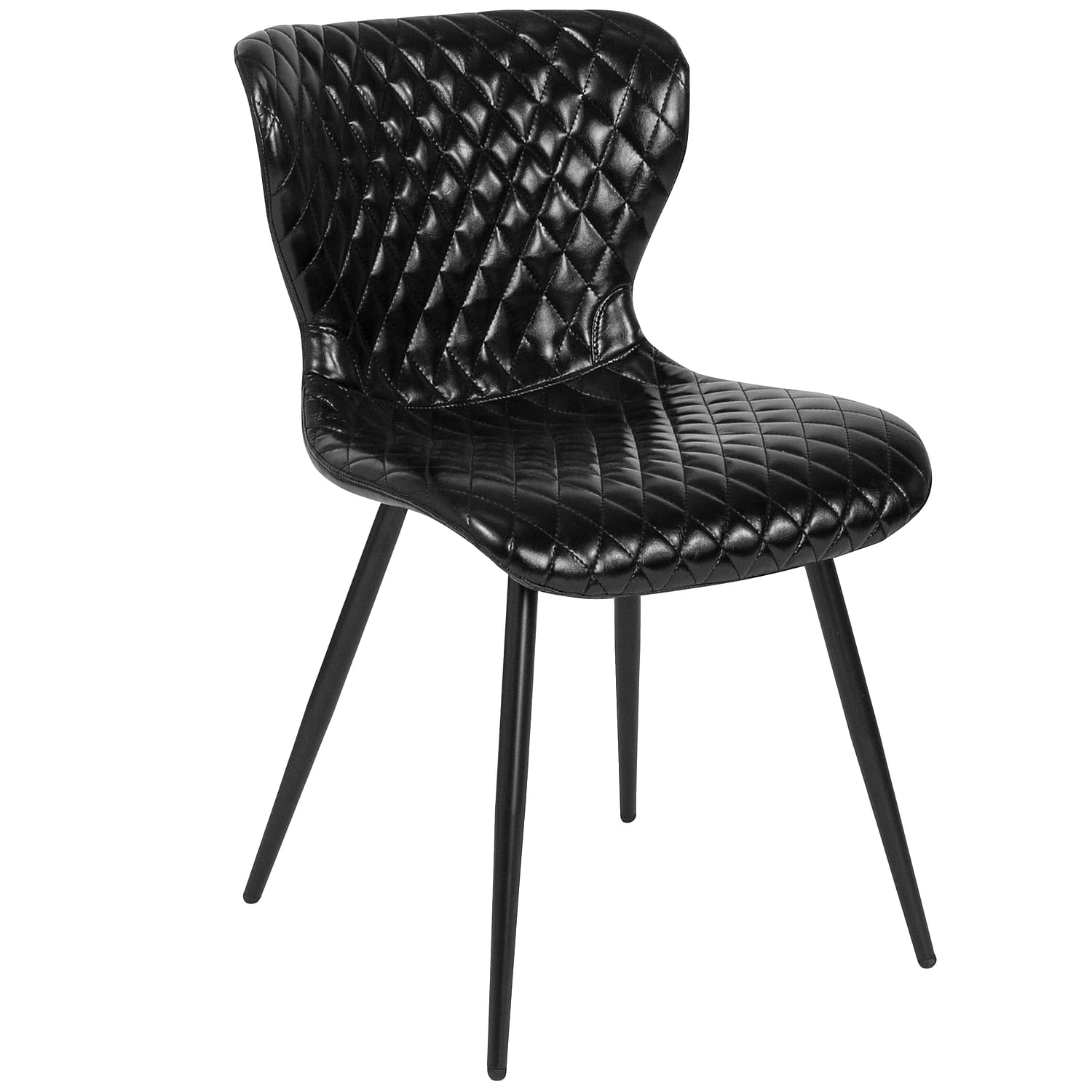 Flash Furniture Bristol Contemporary Upholstered Chair in Black Vinyl - Modern Office & Home Desk Chair for Comfortable Seating