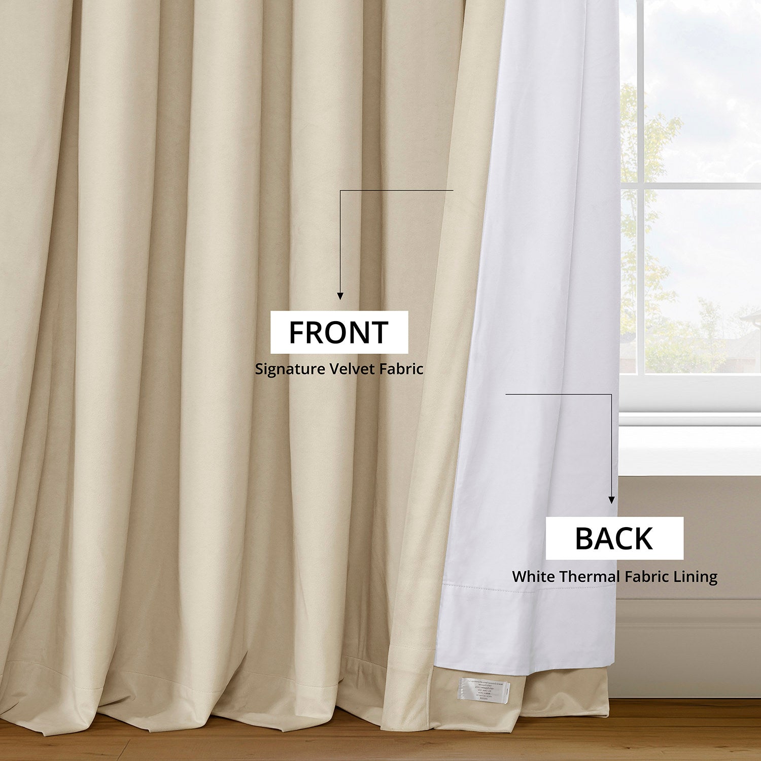 Luxury Ivory Signature Extra Wide Blackout Curtains - Thermal Insulated Velvet Drapes for Bedroom & Living Room | Noise Reducing Window Treatments for Better Sleep & Privacy