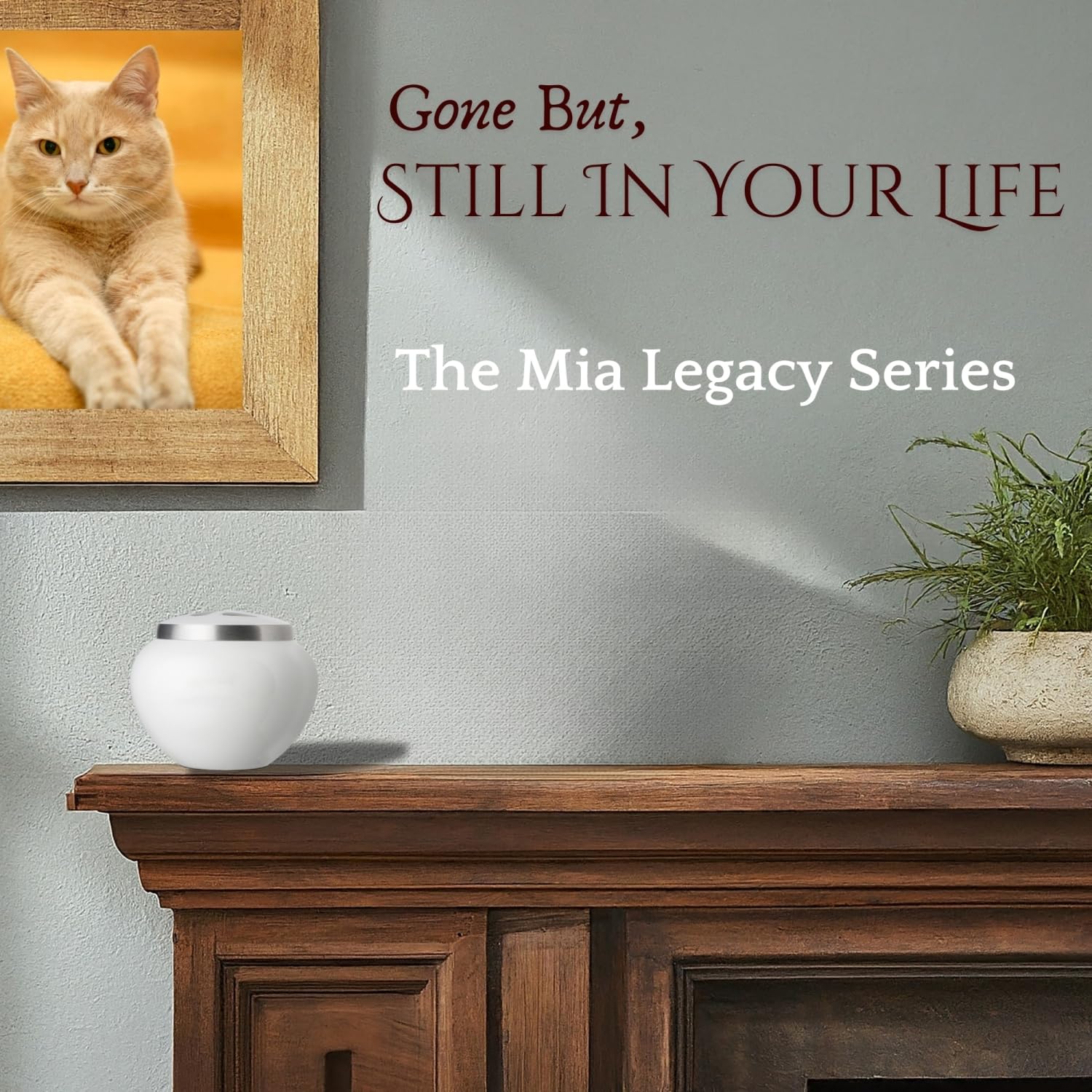 Hand Carved Mia Series Pet Urn for Dogs and Cats - Memorial Cremation Urn for Ashes up to 25 lbs, Cloud White with Pewter Paw Design, Perfect for Home Display or Memorial Ceremonies