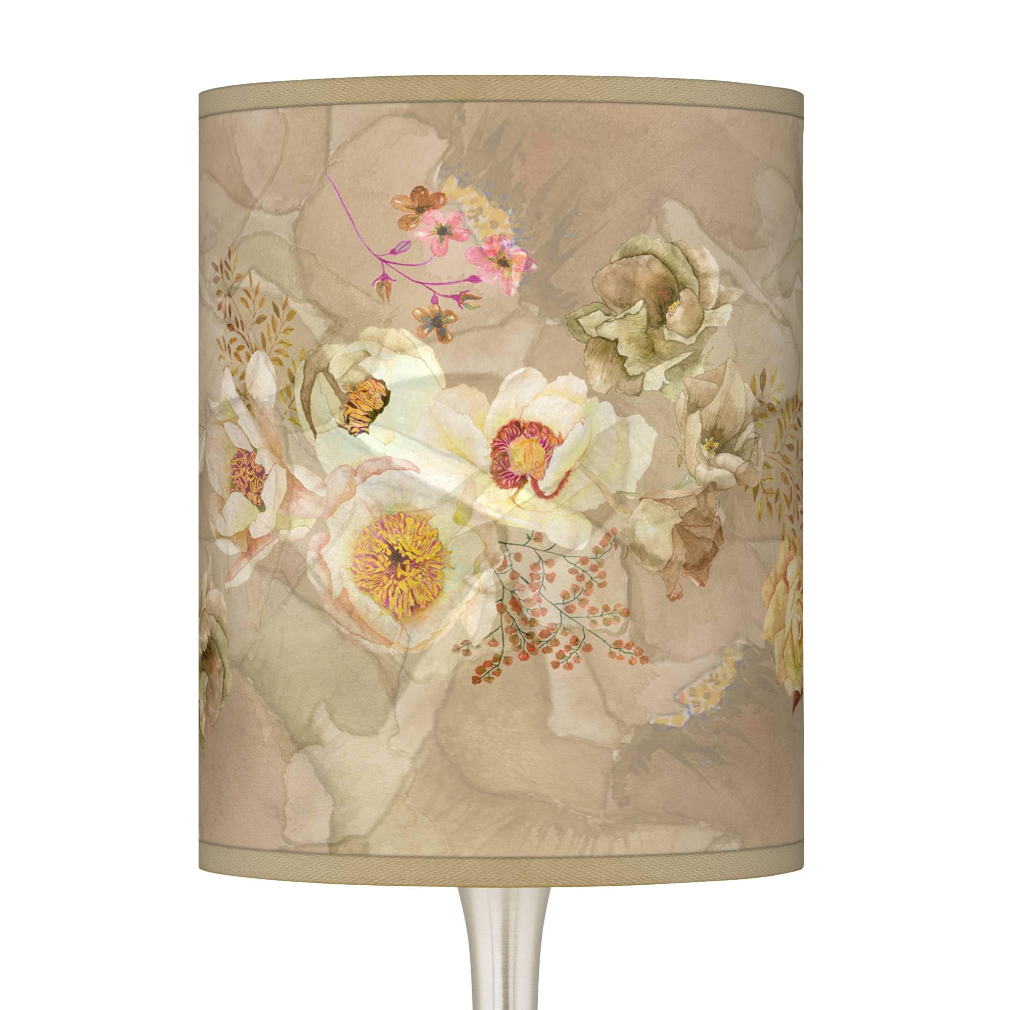 Floral Print Giclee Droplet Table Lamp with Fabric Shade - Elegant Home Decor for Living Room, Bedroom & Office Lighting