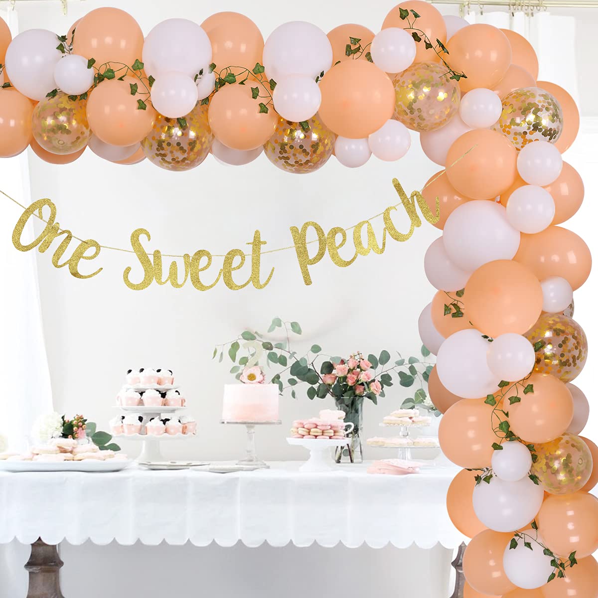 Sweet Peach Birthday Decorations for Girls - Balloon Arch Garland Kit with 