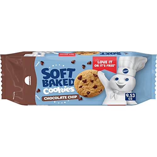Pillsbury Soft Baked Chocolate Chip Cookies, 9.53 oz (18 Count) - Perfect for Snacking, Lunchboxes & Family Gatherings