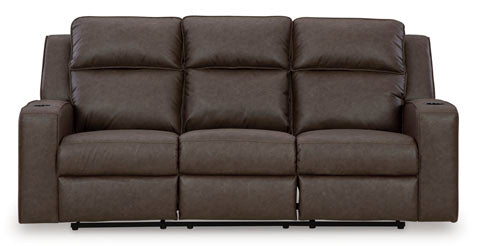 Lavenhorne Umber Reclining Sofa - 3-Seater Leather Living Room Couch with Adjustable Backrest & Footrest - Perfect for Home Theater, Family Room, and Lounge Relaxation