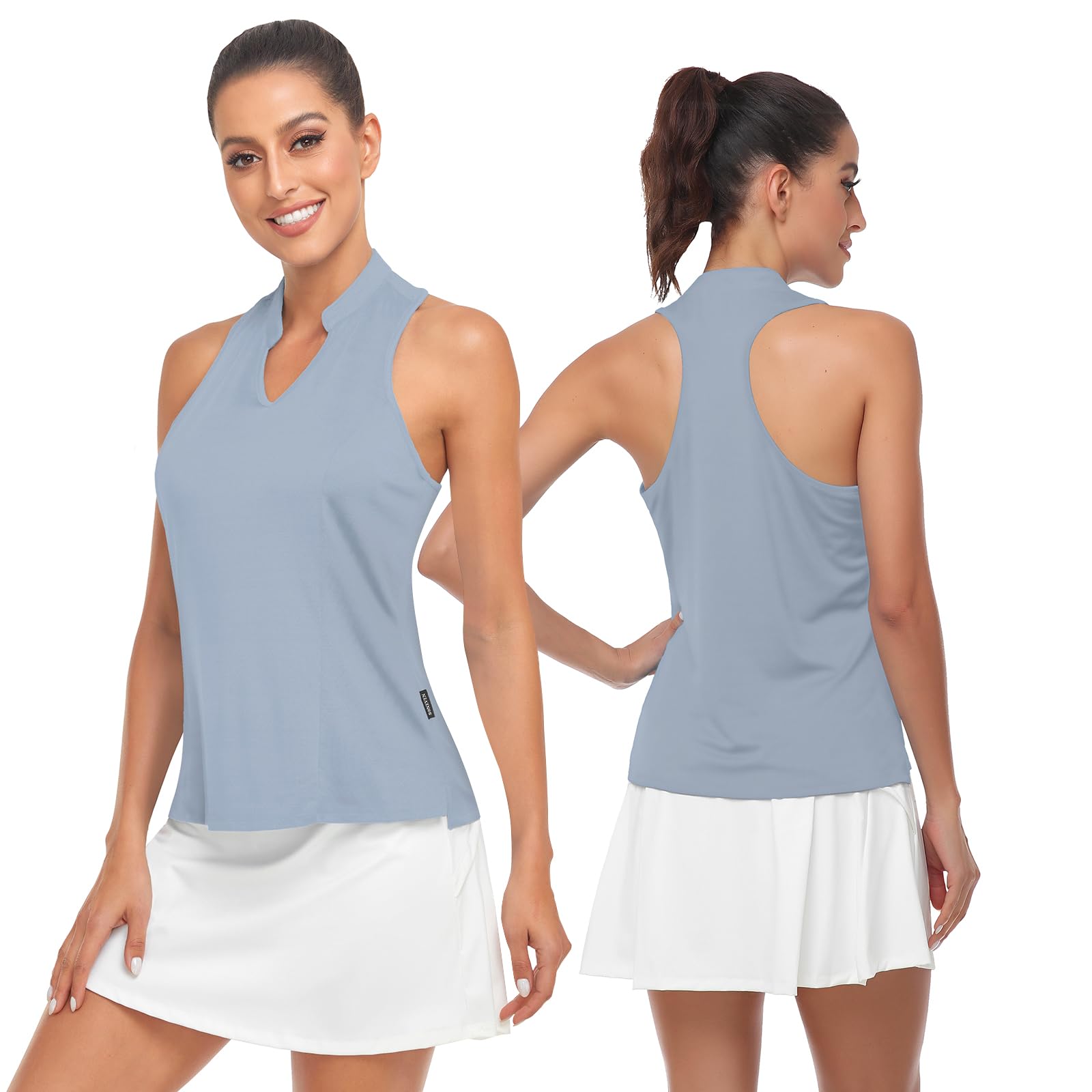Women's Quick-Dry Racerback Sleeveless Golf Polo Shirt - Breathable Collarless Tennis Top for Athletic Performance | Perfect for Golf, Tennis, Running & Gym Workouts