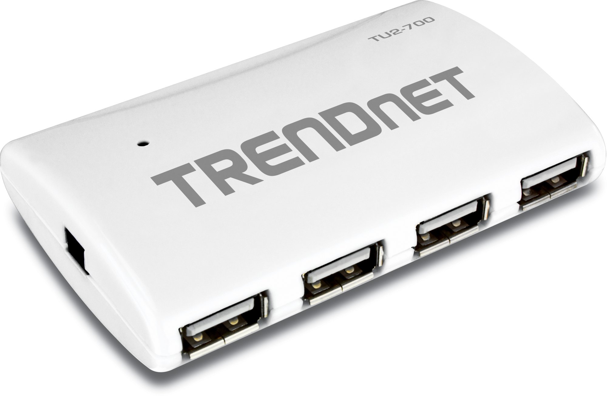 TRENDnet 7-Port USB 2.0 Hub with 5V/2A Power Adapter - 480Mbps High Speed Data Transfer, 10W Total Power - Compatible with Windows, Mac, Linux (White, TU2-700) - Perfect for Home Office, Gaming Setup & Multi-Device Charging Station