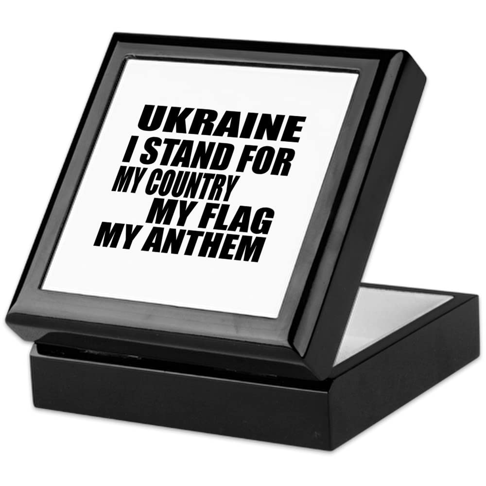 Ukrainian Support Keepsake Box - Handcrafted Hardwood Jewelry Box with Velvet Lining | Perfect for Jewelry Storage, Gift Giving & Ukrainian Solidarity Displays