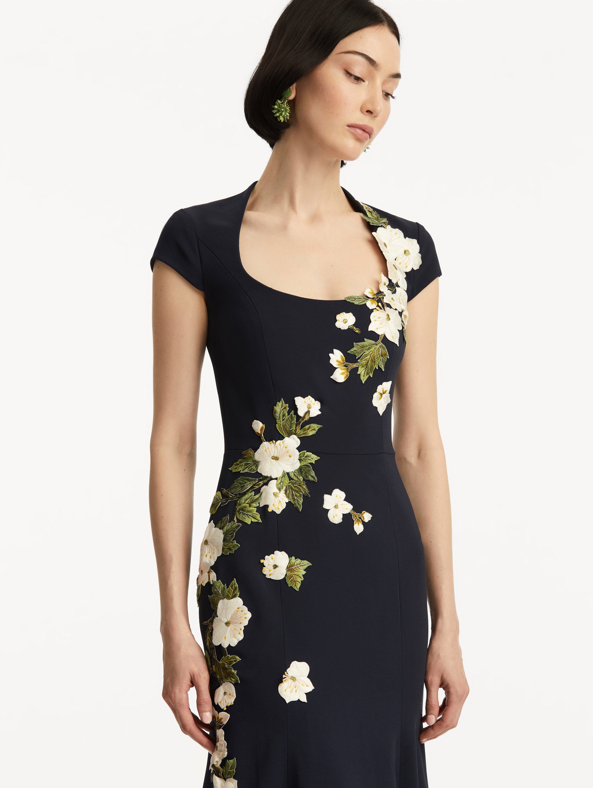Elegant Cherry Blossom Embroidered Floral Maxi Dress for Women - Perfect for Spring Weddings, Garden Parties & Special Occasions