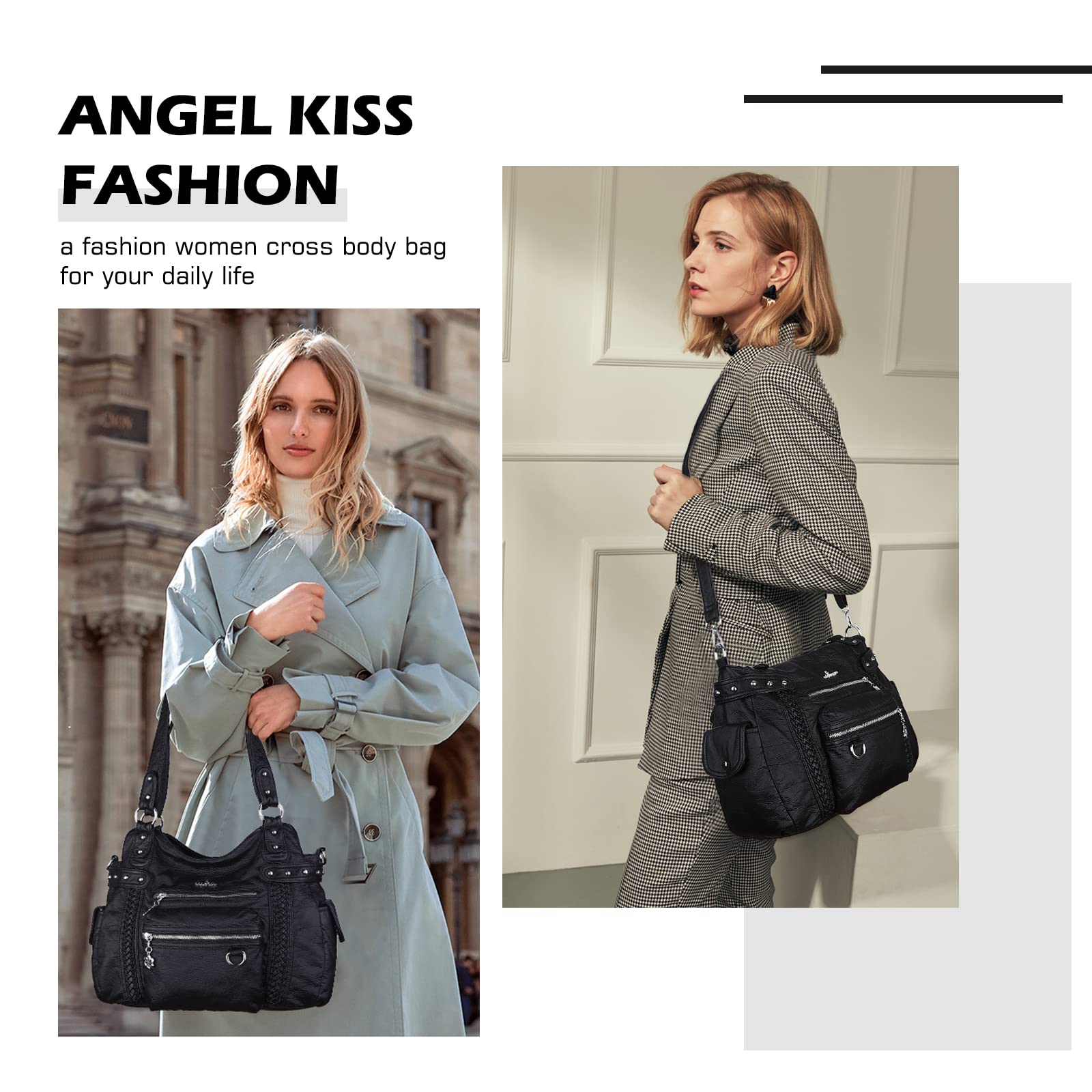 Angel Kiss Hobo Handbags for Women - Soft PU Leather Shoulder Bags & Ladies Purses - Perfect for Work, Travel and Everyday Use