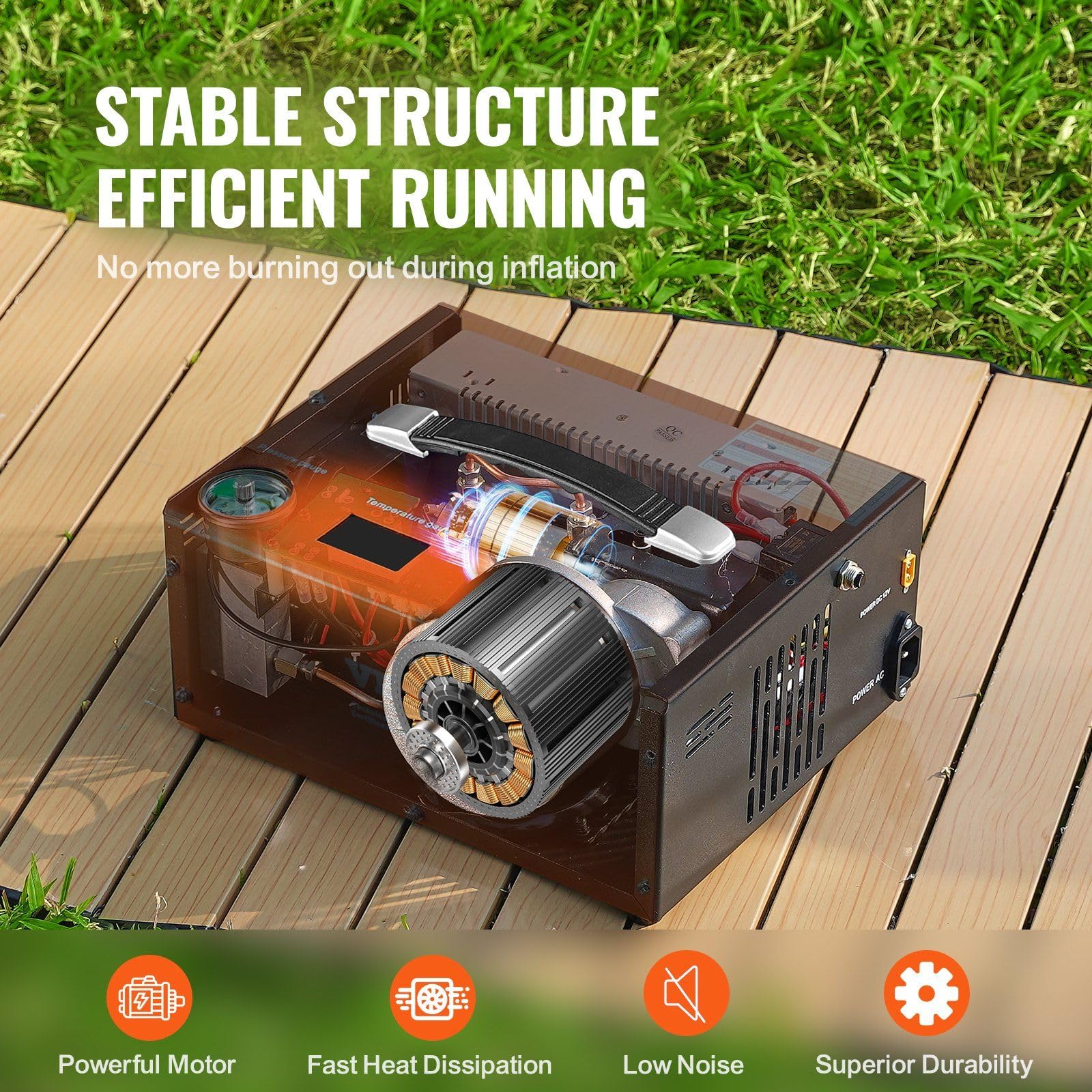 4500PSI Portable PCP Air Compressor with Built-in Converter | Oil-Free & Water-Free | DC12V/AC120V Dual Power | Auto-Stop Protection | for Air Rifles, Paintball Tanks & Scuba Diving Bottles | Hunting, Sports & Outdoor Activities
