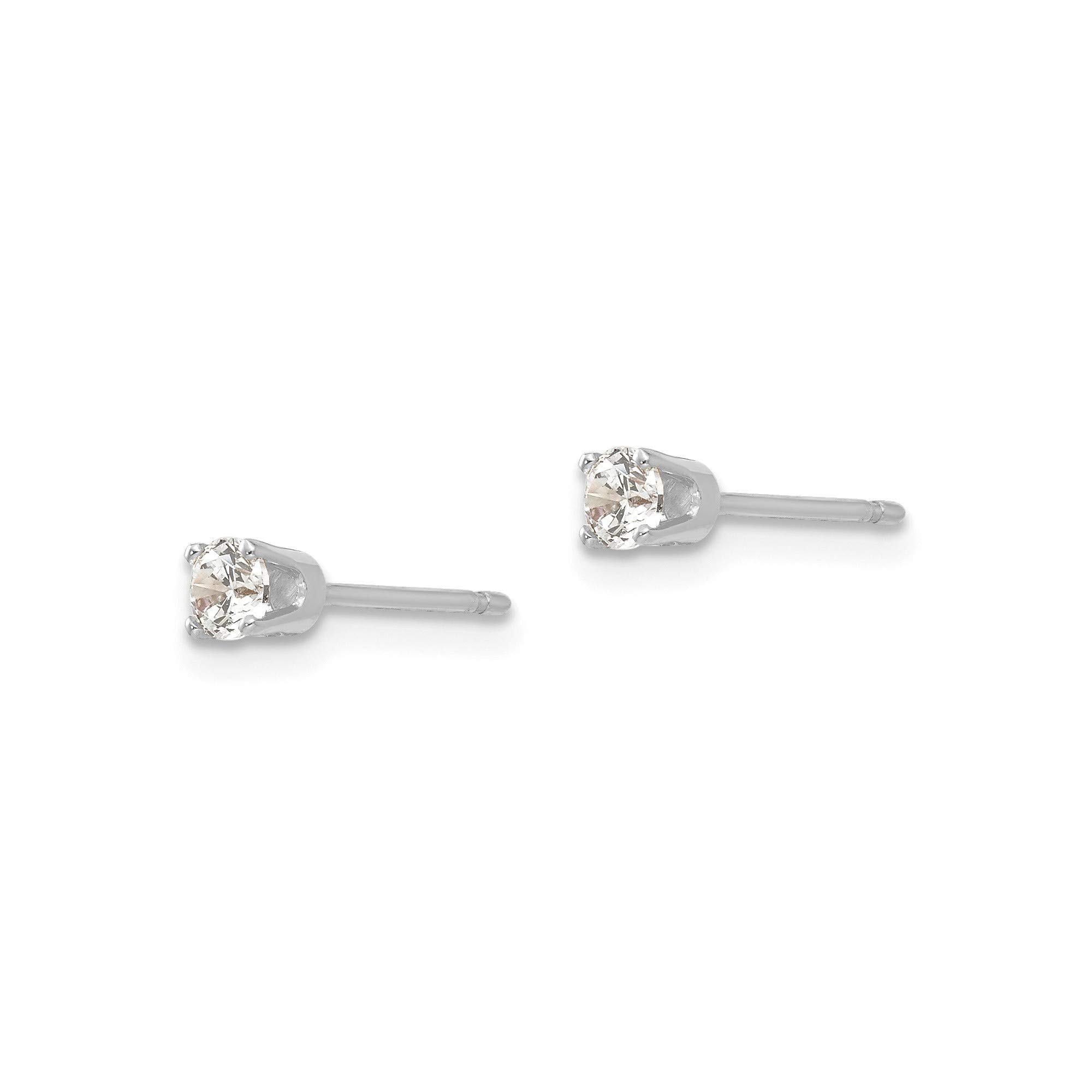 14K White Gold 3mm CZ Stud Earrings for Women - Hypoallergenic Cubic Zirconia Earrings - Perfect for Everyday Wear, Work & Special Occasions