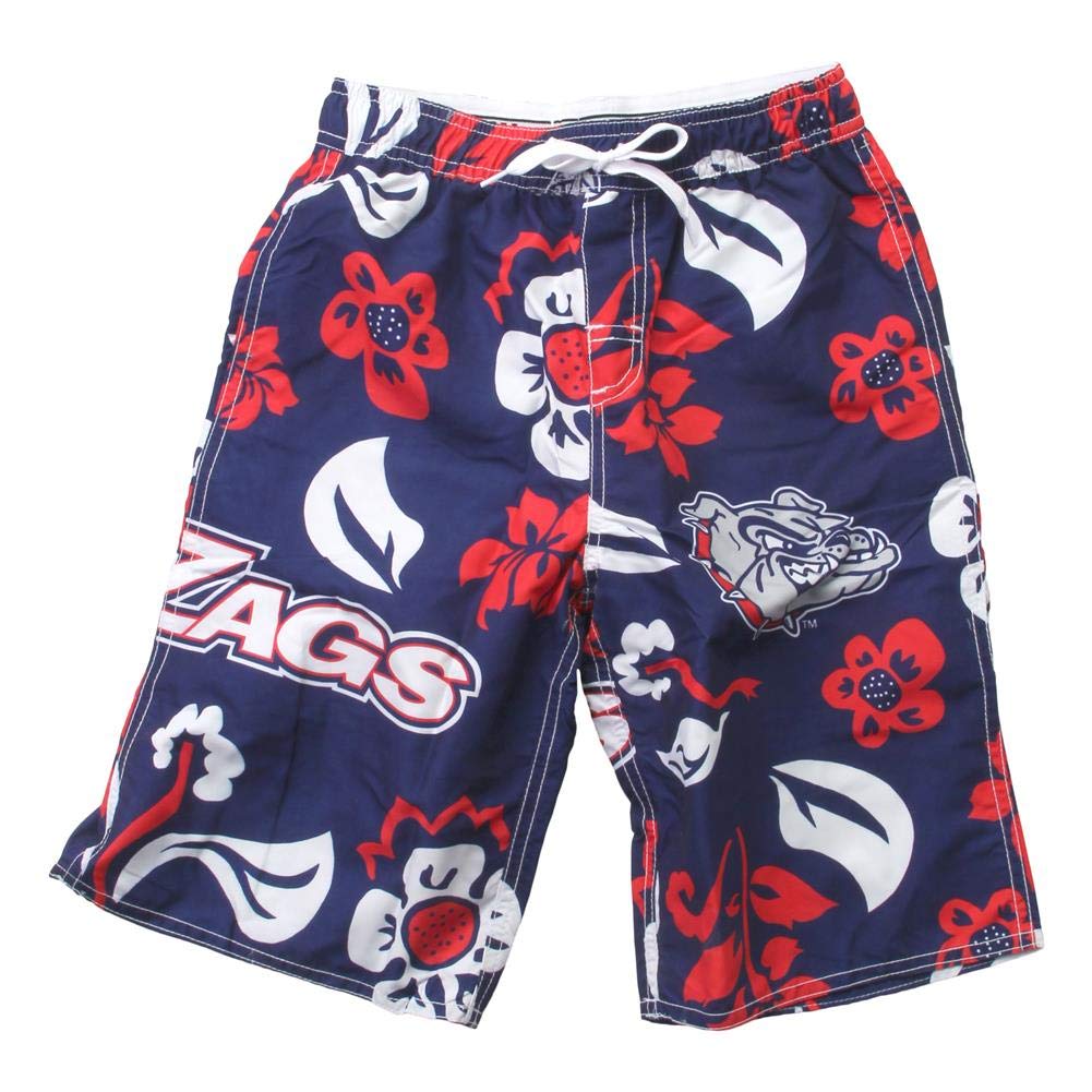 Wes and Willy Youth Gonzaga University Bulldogs Floral Swim Trunks for Boys - Quick-Dry Swim Shorts for Pool, Beach & Summer Water Activities