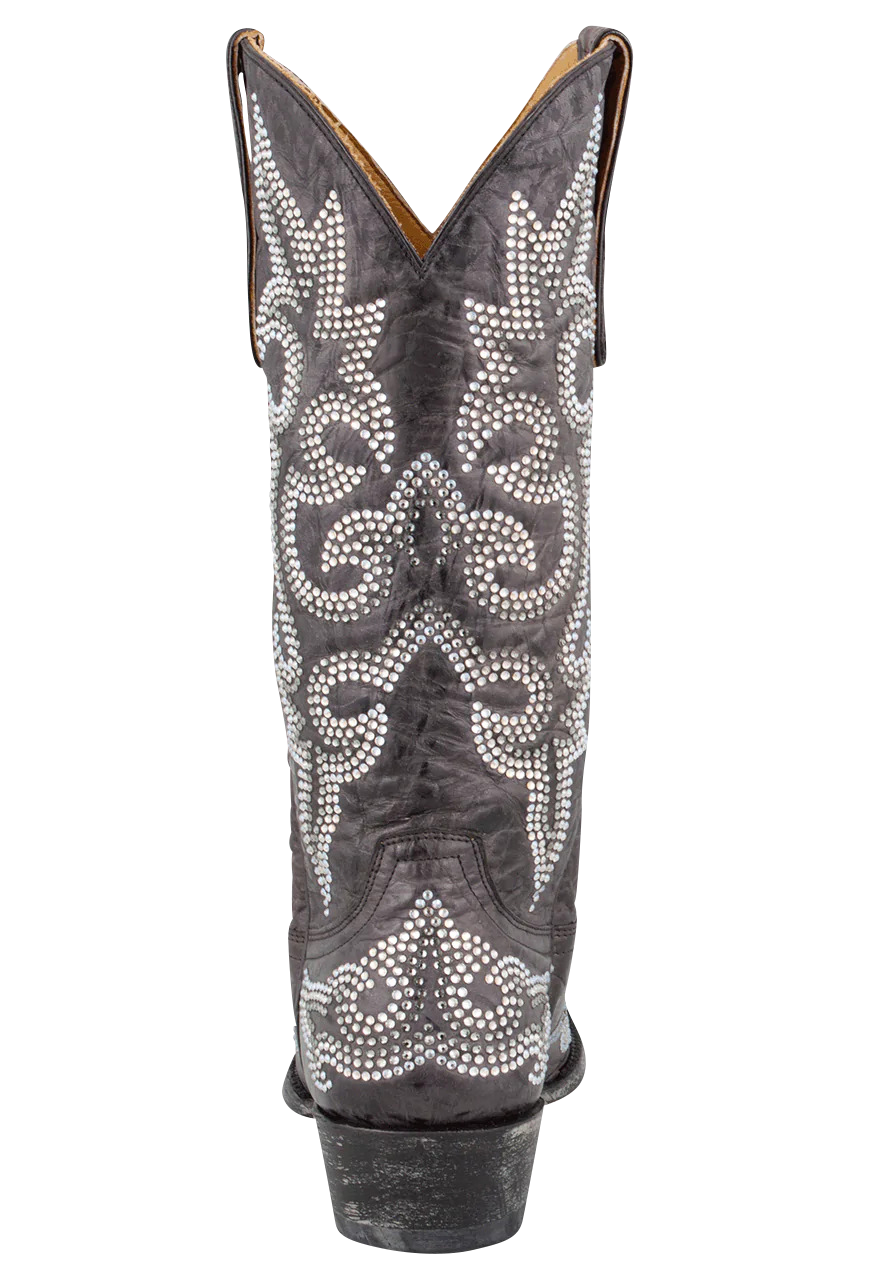 Old Gringo Crystal Diego Cowgirl Boots - Dark Brown Western Boots for Women | Handmade Leather Cowgirl Boots with Crystal Accents | Perfect for Rodeo, Country Dancing & Western Fashion