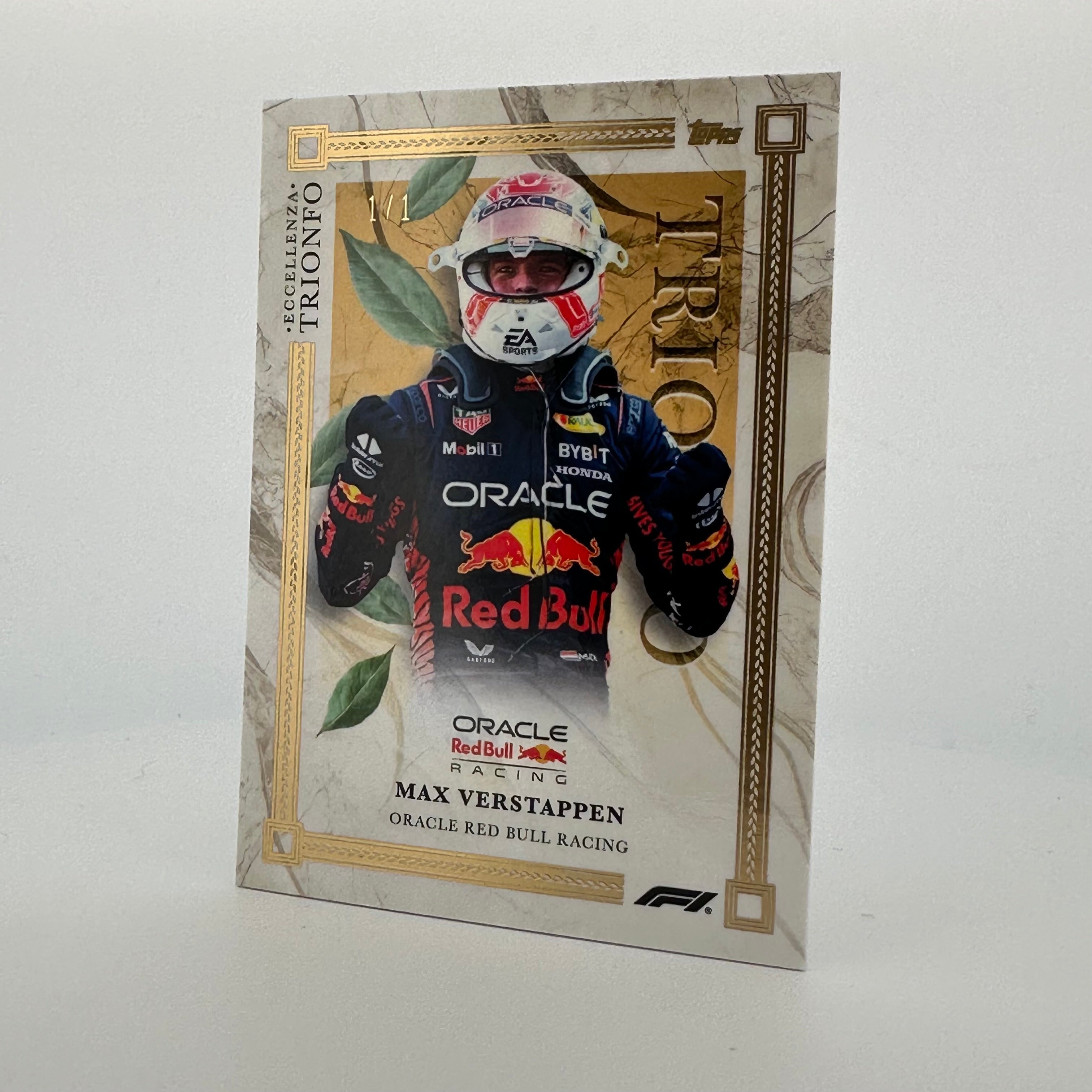 1/1 Gold Max Verstappen 2023 Eccellenza Triumph - Limited Edition Collectible F1 Racing Memorabilia for Fans & Display at Home/Office