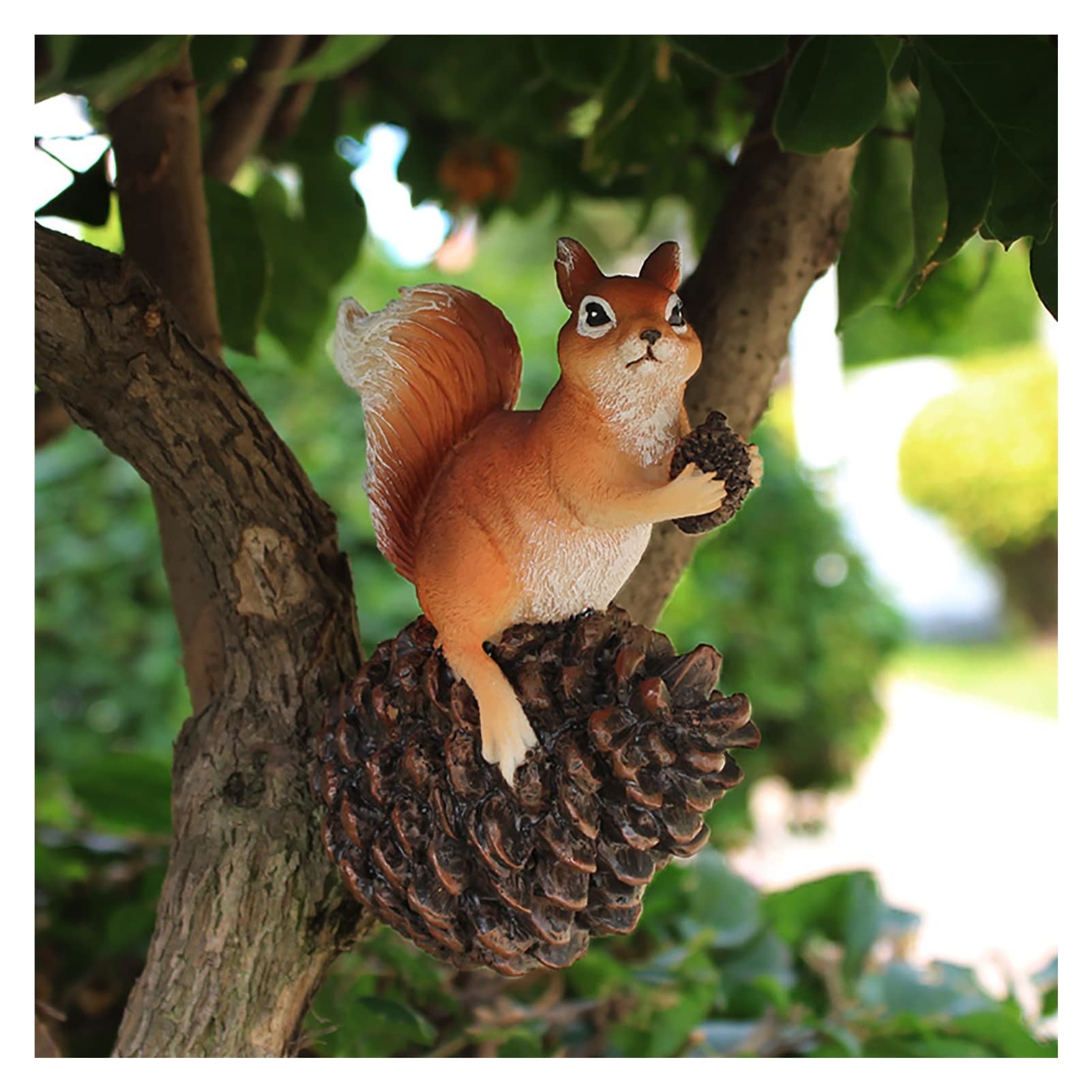 LFDecor Resin Squirrel Statue - Realistic Simulation Animal Figurine for Outdoor Garden Decor, Tree Hanging Ornament, Unique Resin Sculpture Craft - Perfect for Patio, Lawn, Yard & Christmas Tree Decoration