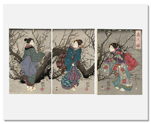 Utagawa Kuniyoshi Plum Blossoms at Night (Yoru no Ume) Japanese Woodblock Print - Perfect for Home Decor, Art Collection & Japanese Culture Enthusiasts