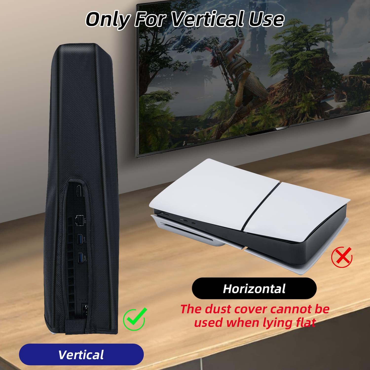 Wigearss Dustproof Protective Cover for PS5 Slim Console - Not Compatible with PS5/PS5 Pro | Perfect for Gaming Setup & Console Protection
