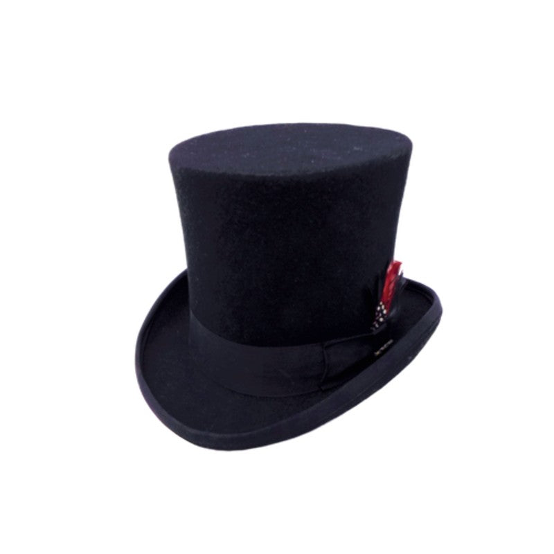 Stylish Feathered Wool Top Hat for Men & Women - Victorian Steampunk Costume Accessory for Cosplay, Halloween, and Themed Parties