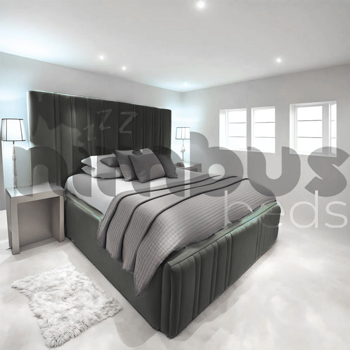 Luxury Kasia Bed Frame - Queen Size Platform Bed with Upholstered Headboard, Sturdy Metal Frame & Easy Assembly for Modern Bedroom Decor | Perfect for Master Bedrooms, Guest Rooms & Apartments