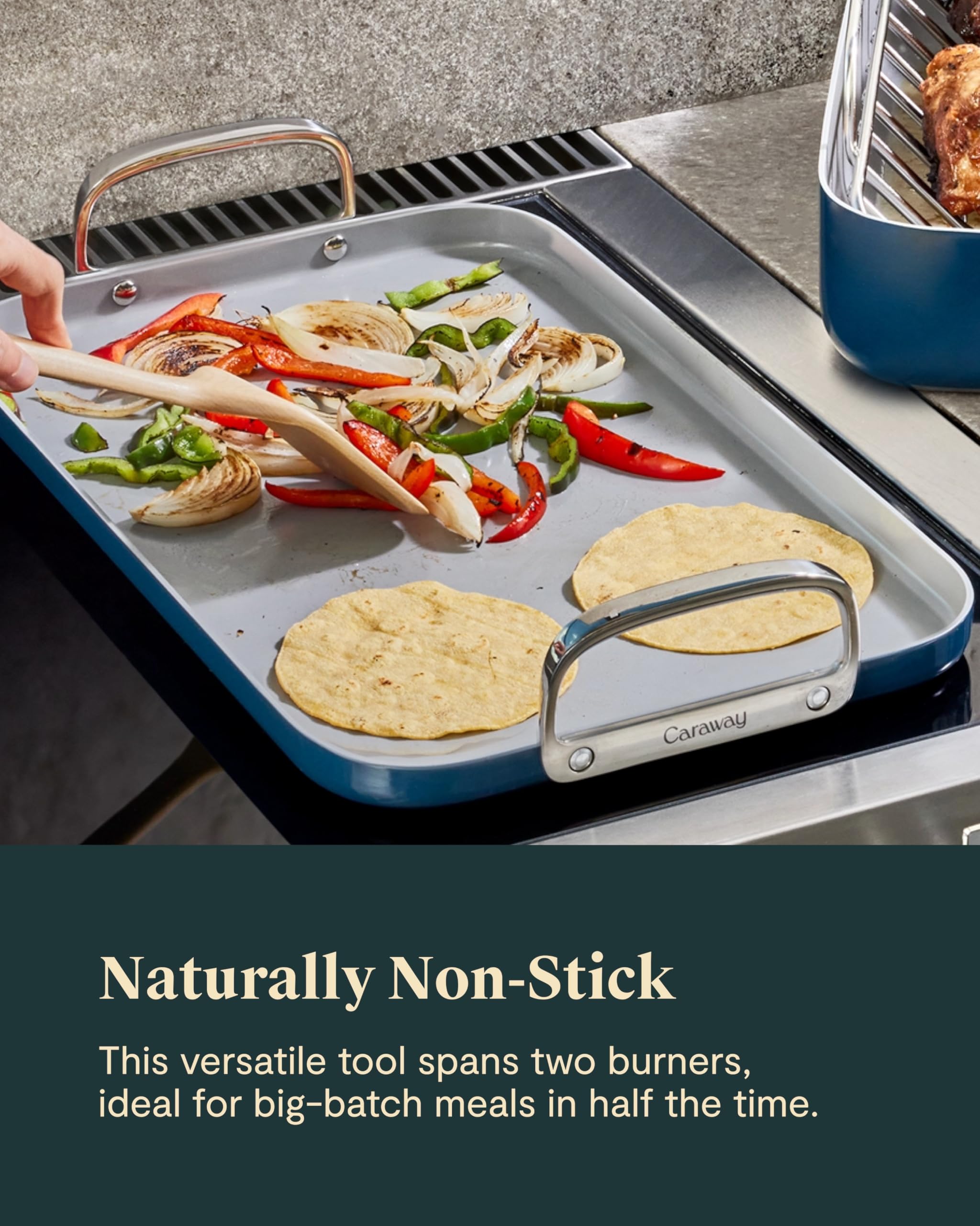 Caraway Double Burner Griddle - 19x12” Non-Stick Ceramic Coating Griddle Pan - PTFE & PFOA Free, Oven Safe & Stovetop Compatible - Non Toxic & Eco Friendly - Perfect for Pancakes, Burgers & Family Breakfasts (Cream)