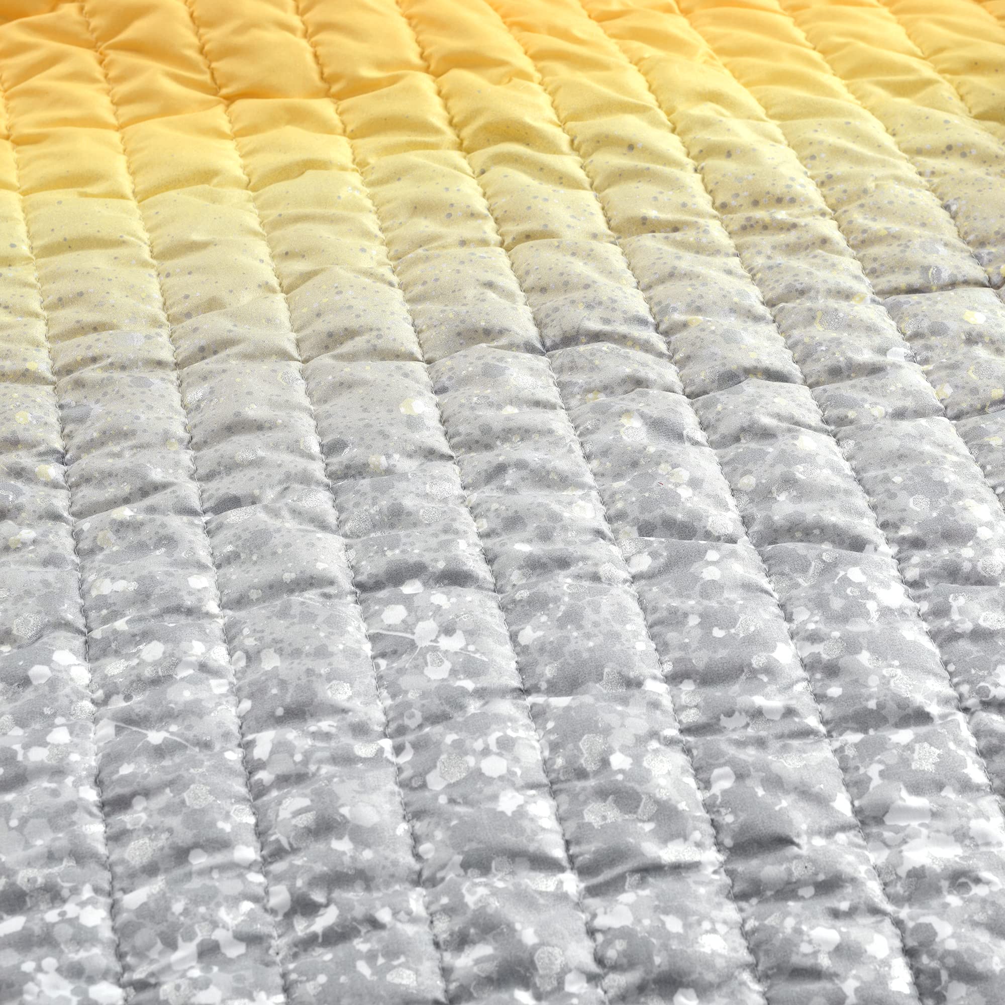 Lush Decor Glitter Ombre Quilt Set - Full/Queen Yellow Gray for Bedroom Decor