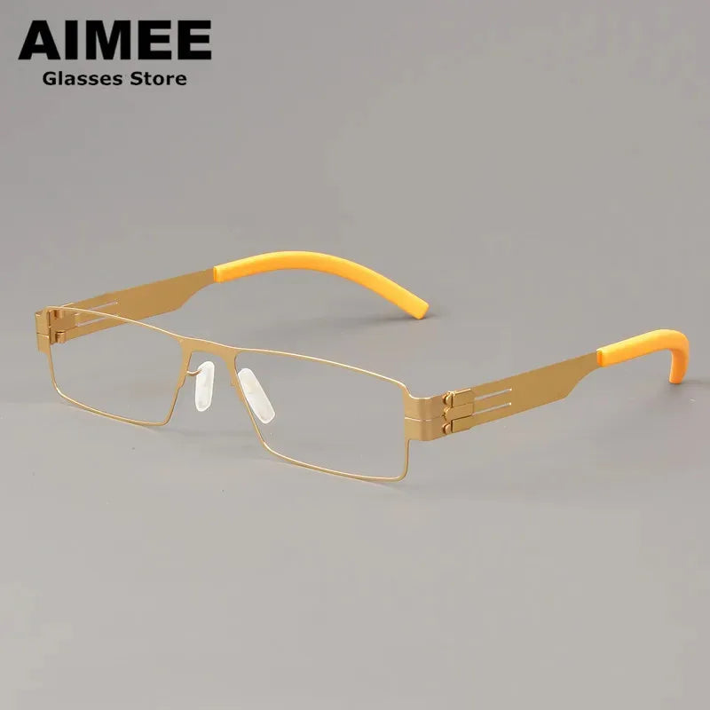 Aimee Unisex Full Rim Square Screwless Steel Eyeglasses Frame 1132 - Lightweight Durable Glasses for Men & Women - Perfect for Reading, Work, and Everyday Use