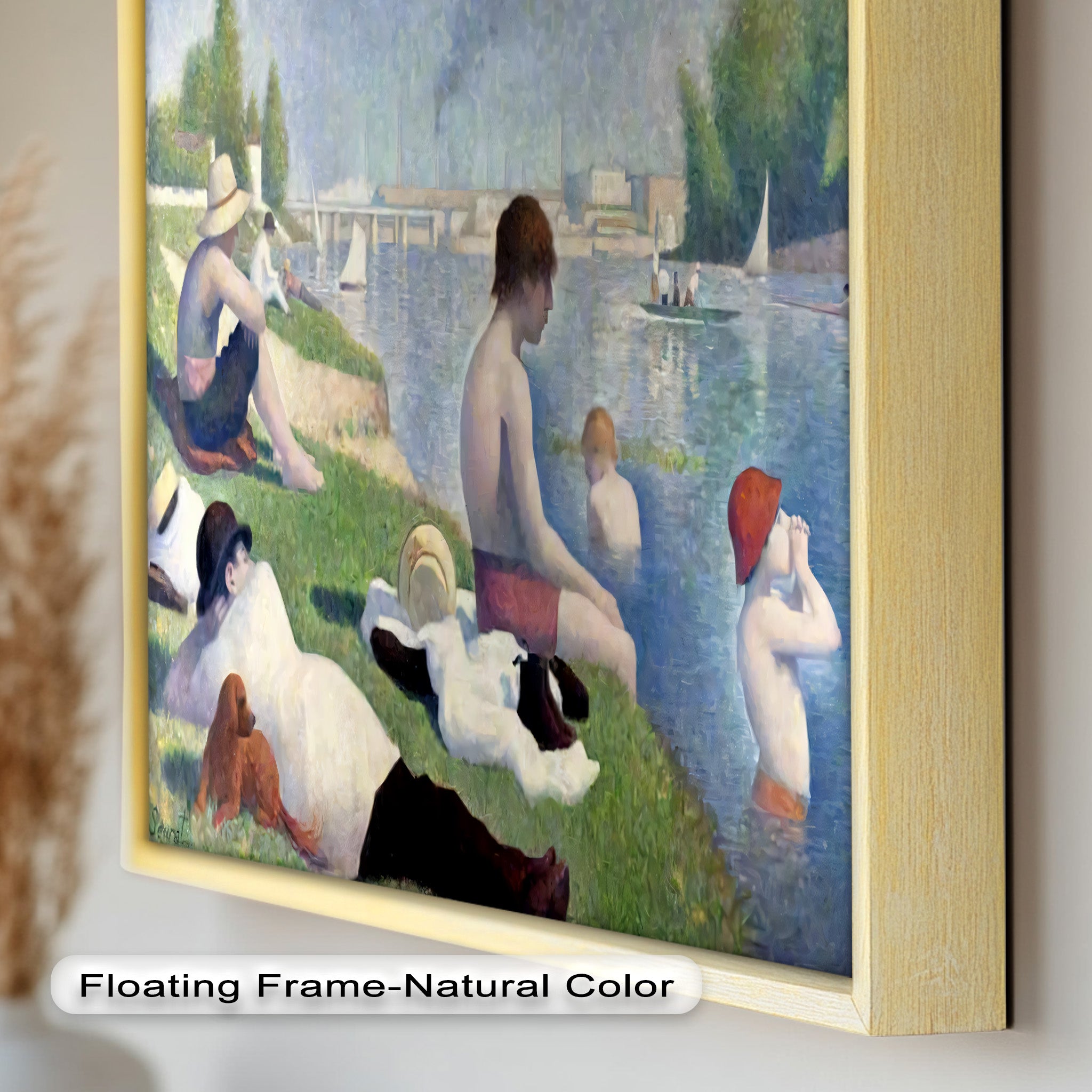 Afternoon Light on the Riverbank - Handmade Pointillism Oil Painting on Canvas - Wall Art for Living Room, Bedroom & Office Decor