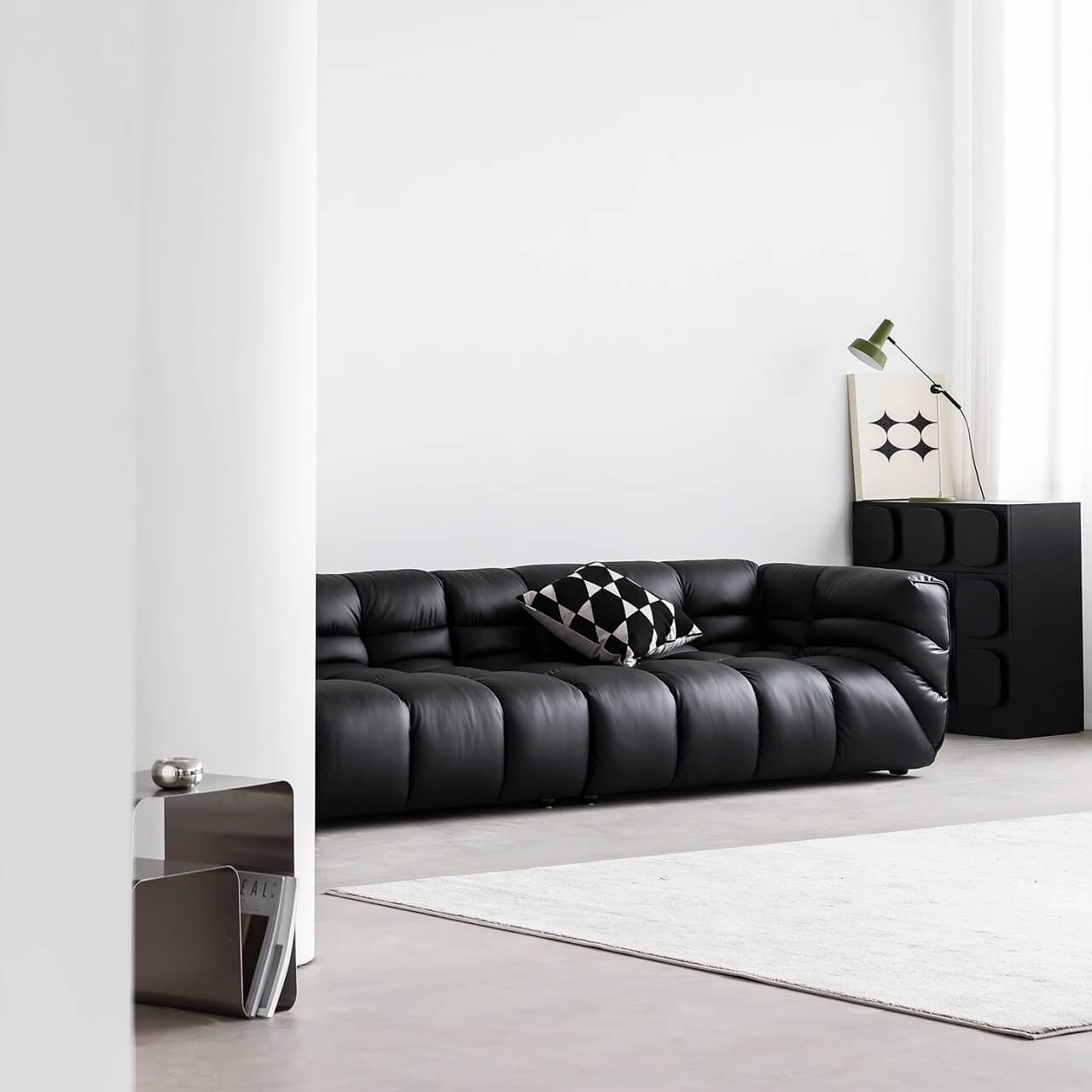Modern Black Microfiber Leather Sectional Sofa with Solid Wood Frame - Comfortable L-Shaped Couch for Living Room, Home Theater & Office Lounge