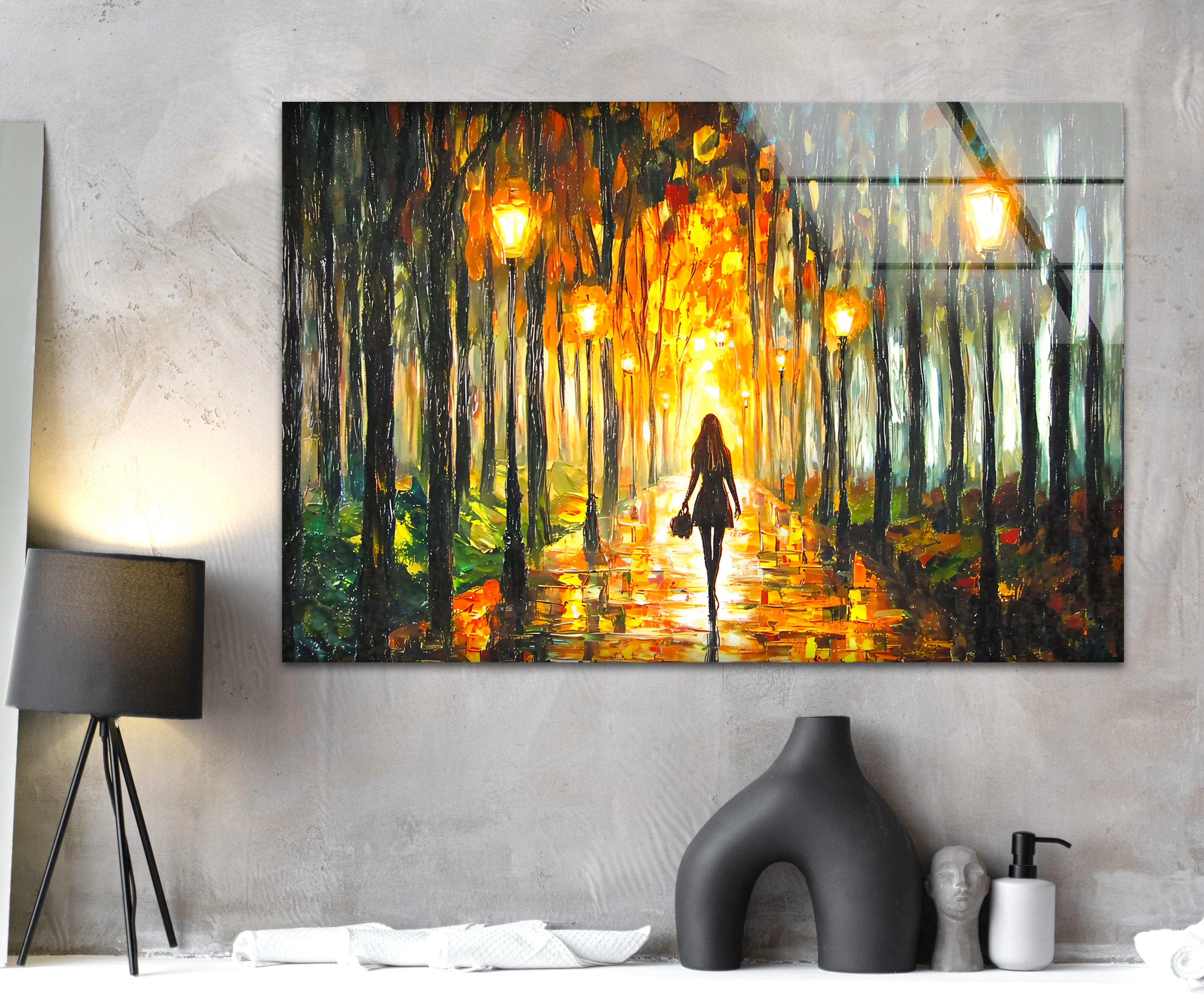 Original Afremov Woman Art Glass Wall Painting - Handmade Canvas Print for Living Room, Bedroom & Office Decor