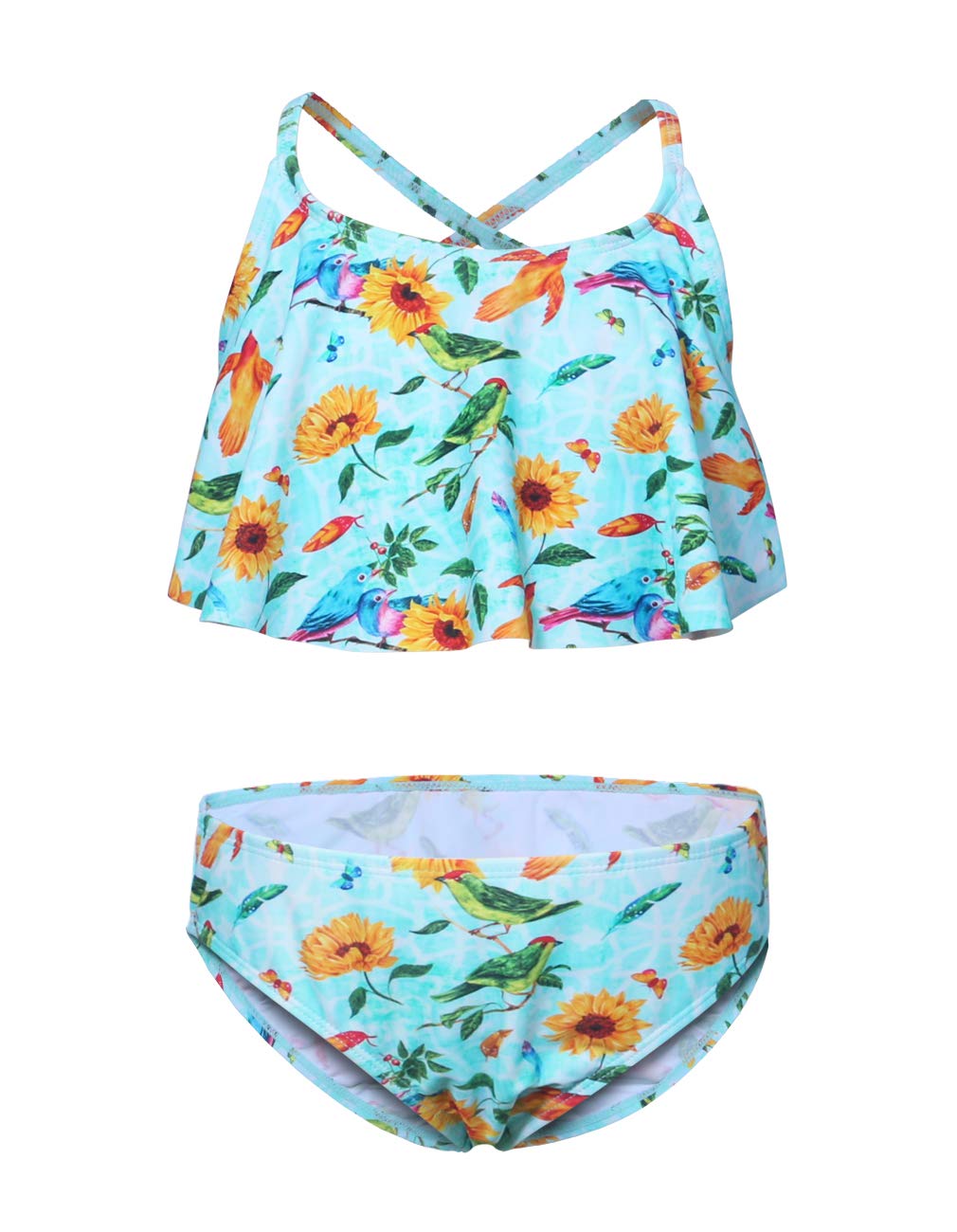 Sanifer Girls Two Piece Bikini Swimsuit - Cute Ruffle Swimwear Set for Beach, Pool & Summer Vacation | Trendy Bathing Suits for Teens & Juniors