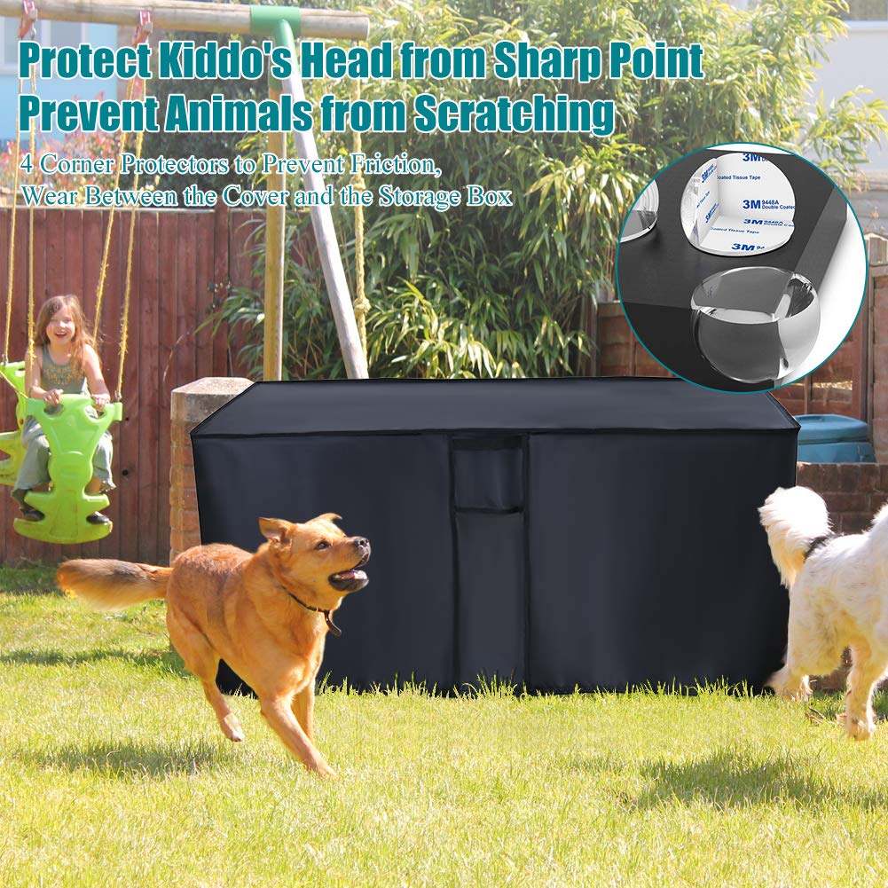 50 Inch Waterproof Patio Deck Box Cover - All Season Outdoor Furniture Protector for Storage, Black - Ideal for Garden, Backyard, and Deck Use