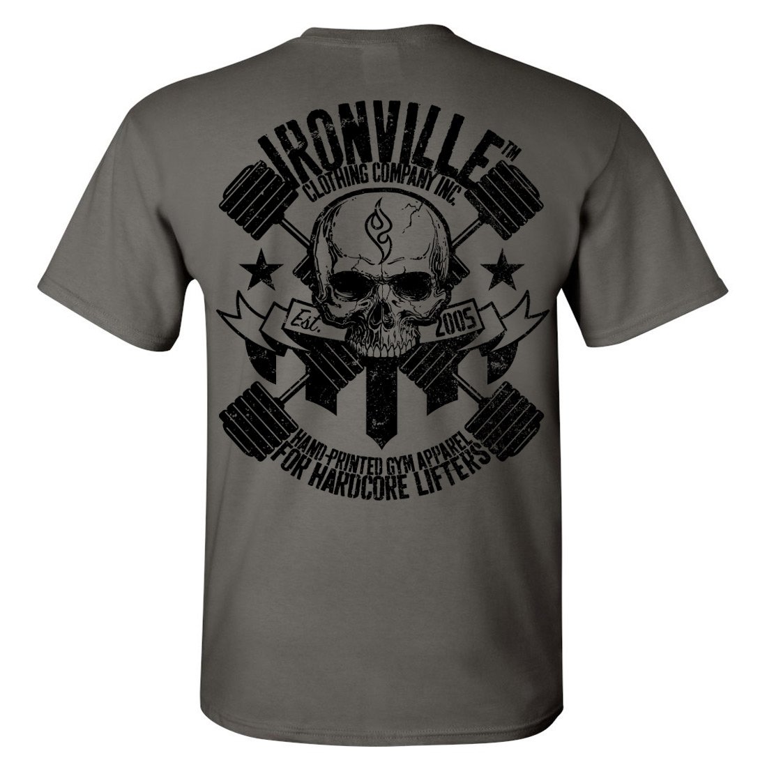 Premium Ironville Heavy Iron Dumbbell Skull Bodybuilding T-Shirt for Men - Gym Workout, Weightlifting & Fitness Training Apparel