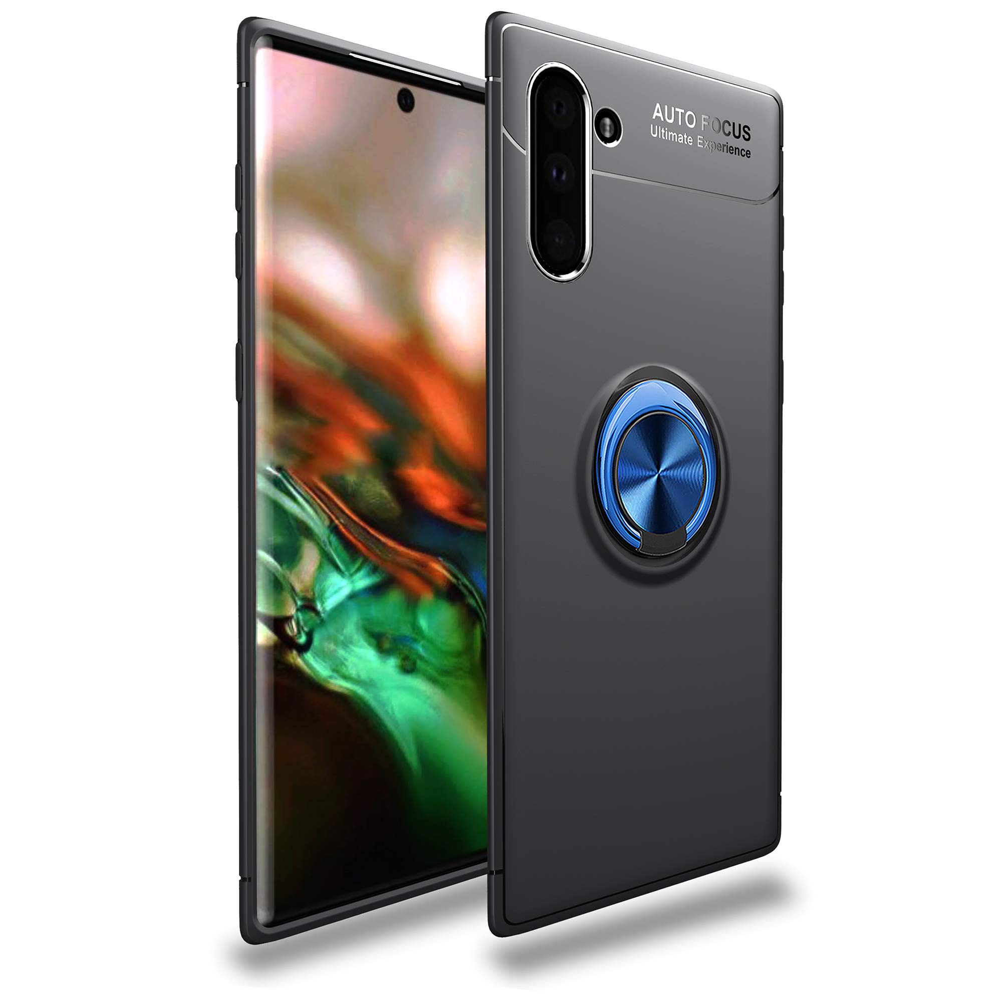 Samsung Galaxy Note 10 Case with Rotatable Metal Ring Kickstand & Holder - Shockproof Anti-Scratch Ultra-Slim Protective Cover (Blue+Black) | Compatible with Magnetic Car Mount | Perfect for Work, Travel & Daily Protection