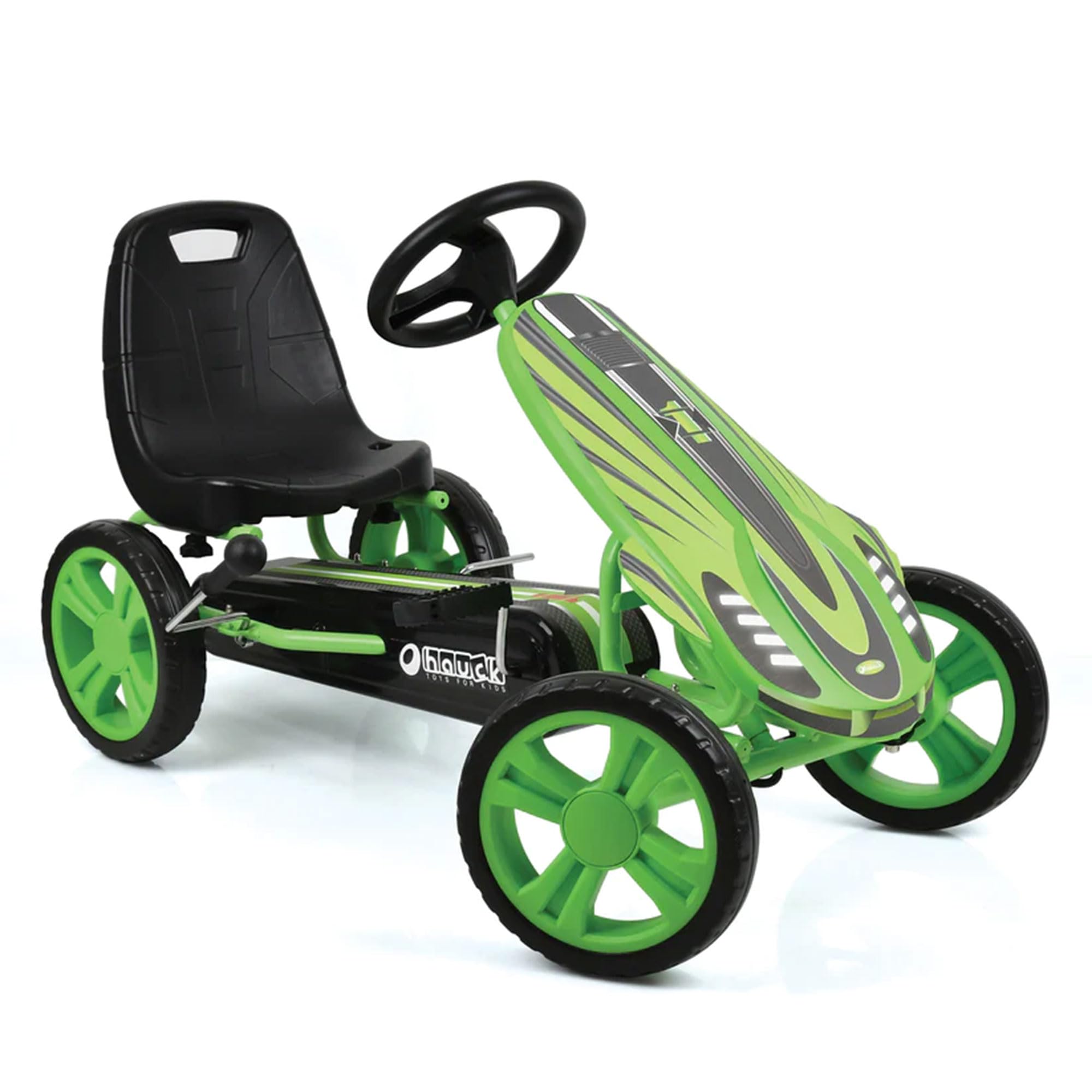 Hauck Speedster Adjustable Pedal Go-Kart for Kids Ages 4-8 | Safe Children's Ride-On Car with Bucket Seat, Hand Brake & EVA Wheels | Outdoor Backyard Fun, Birthday Gift for Boys & Girls (Green)
