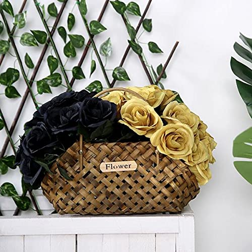 12-Inch Artificial Velvet Roses Bouquet - Gold Silk Wedding Flowers for Centerpieces, Bridal Shower, Party & Home Decorations (Set of 6) - Perfect for Wedding Receptions, Anniversary Gifts and Table Decor