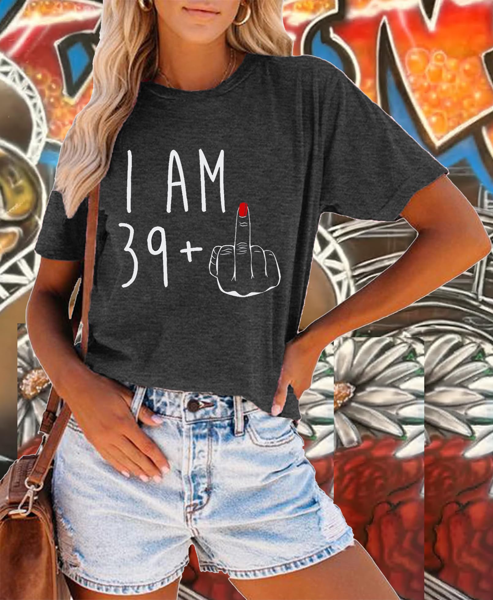 40th Birthday Shirts for Women - Funny 40 Year Old Gift Ideas - Letter Print Casual Short Sleeve T-Shirt | Perfect for Birthday Parties, Girls Night Out & Milestone Celebrations