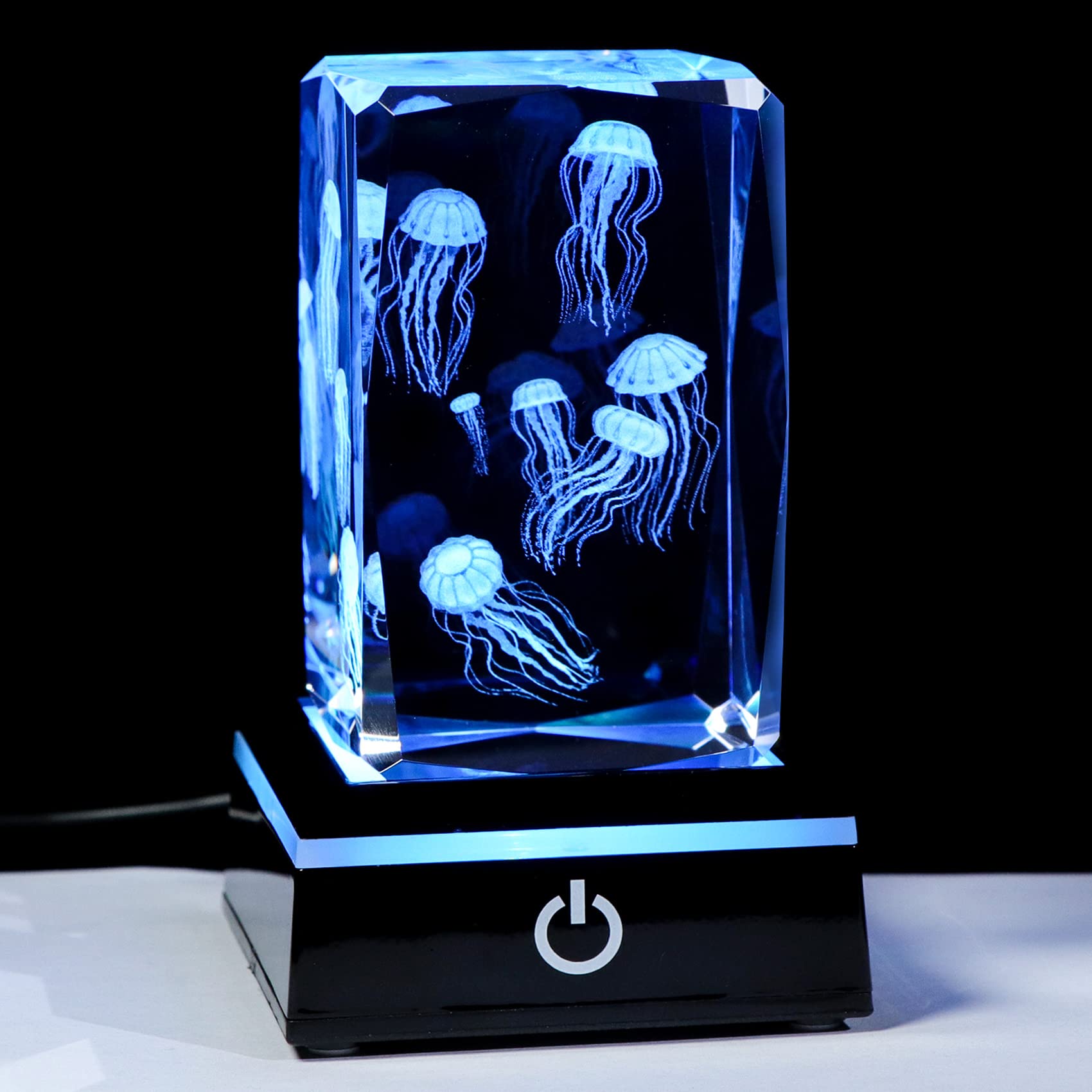 Movdyka 3D Jellyfish Lamp - Color Changing Mood Light with LED Base, Crystal Jellyfish Figurine Decor for Adults Kids Women | Perfect Gift for Birthday Party, Unique Desk Decor & Paperweight | Ideal for Bedroom, Living Room & Office Relaxation