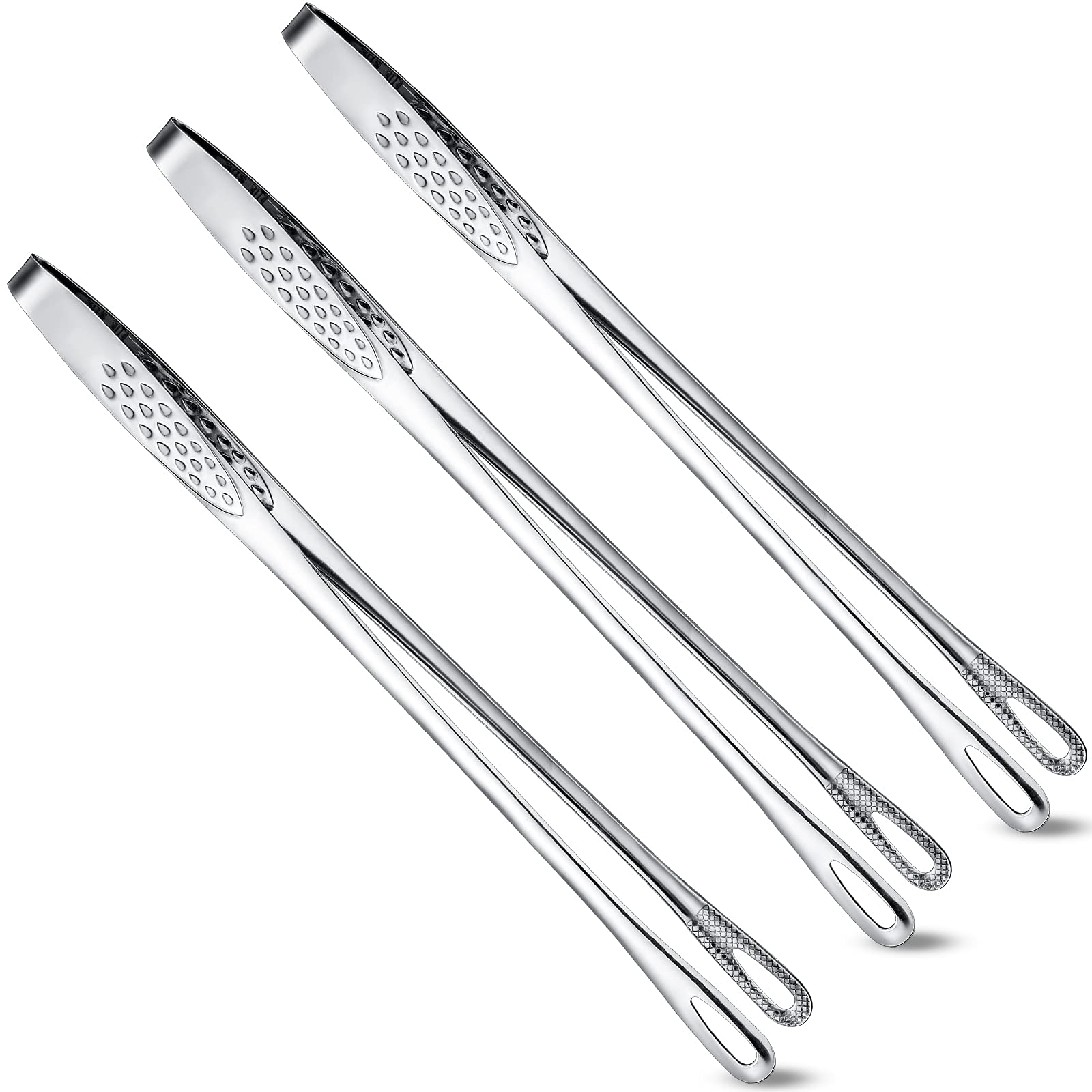 Stainless Steel BBQ Tongs for Korean & Japanese Grill, Cooking & Salad