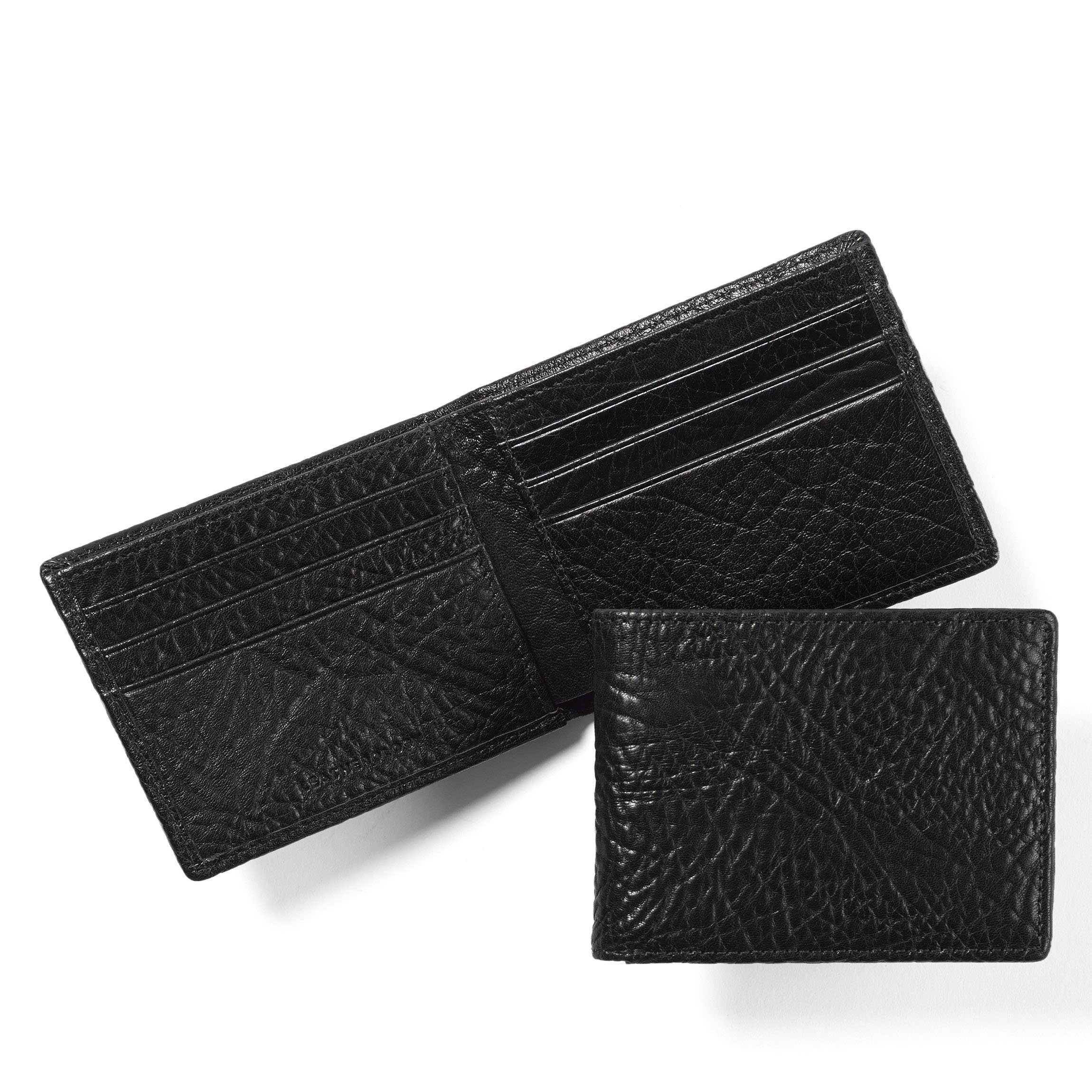 Slim Ebony Bifold Wallet for Men - RFID Blocking Minimalist Leather Wallet - Perfect for Everyday Carry & Travel