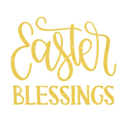 Easter Blessings Iron On Decal - Easter Shirt Transfer Vinyl Patch for DIY Crafts (Heat Applied, Sugar Lemon Glitter Design) - Perfect for Easter T-Shirts, Tote Bags & Home Decor