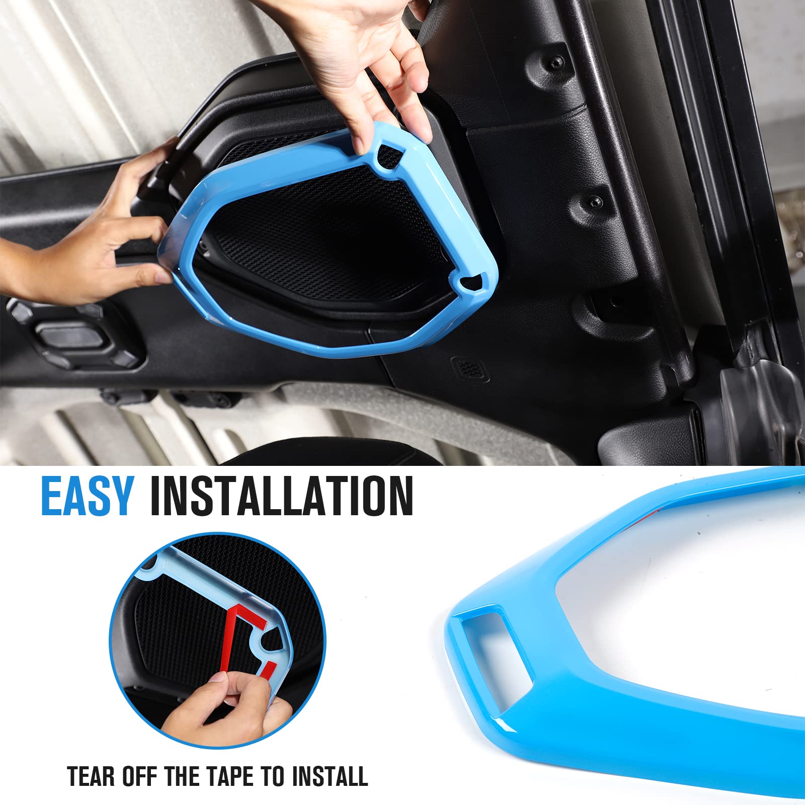 2018-2023 Jeep Wrangler JL JLU & Gladiator JT Car Roof Speaker Frame Trim Cover - Interior Accessories (Light Blue) | Perfect for Off-Road Adventures & Custom Upgrades