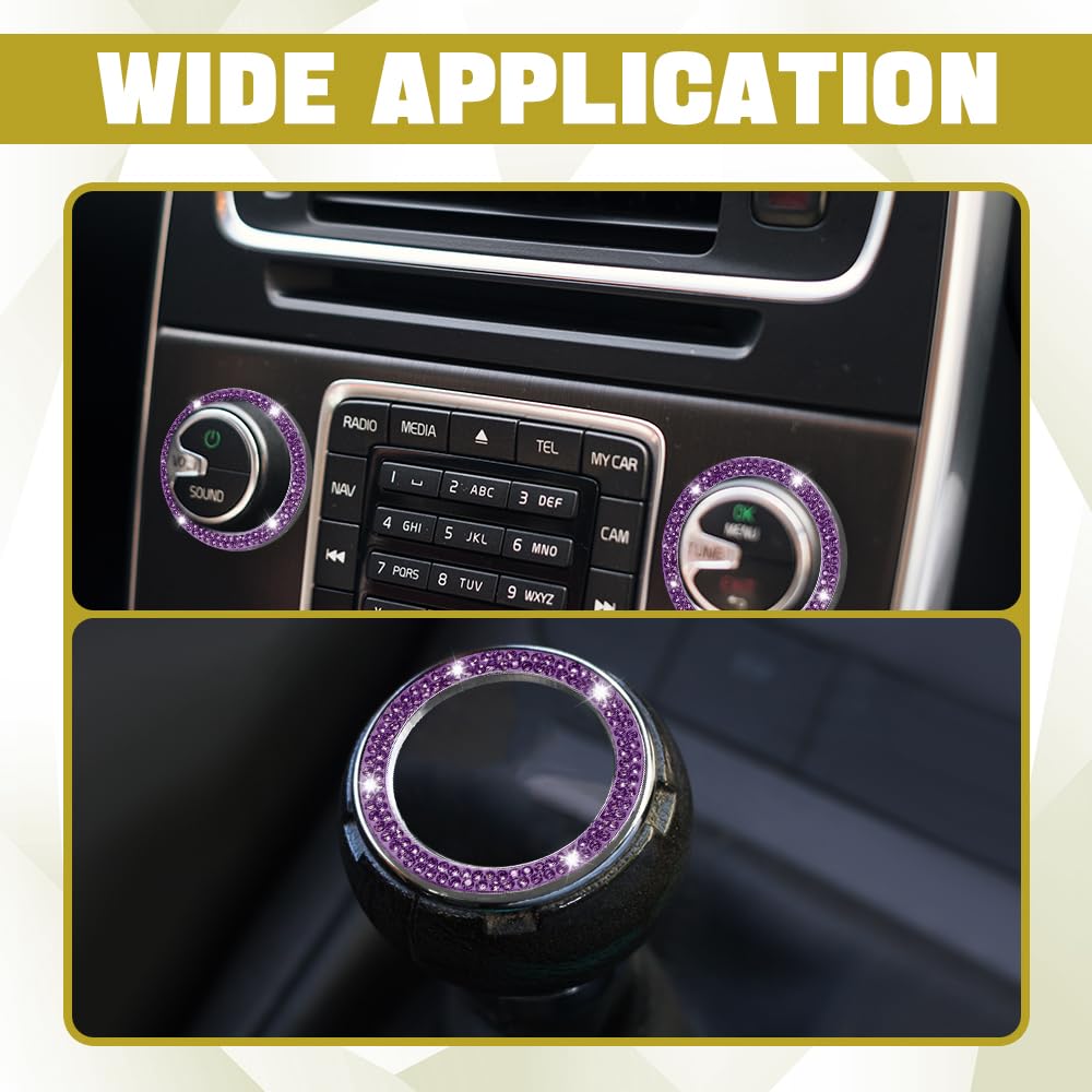 Sparkling Crystal Rhinestone Car Ring Emblem Sticker - Push Start Button Cover & Key Ignition Knob Decor - Luxury Car Interior Accessories for Women | Perfect for Sedan, SUV, Coupe Customization & Gift Giving
