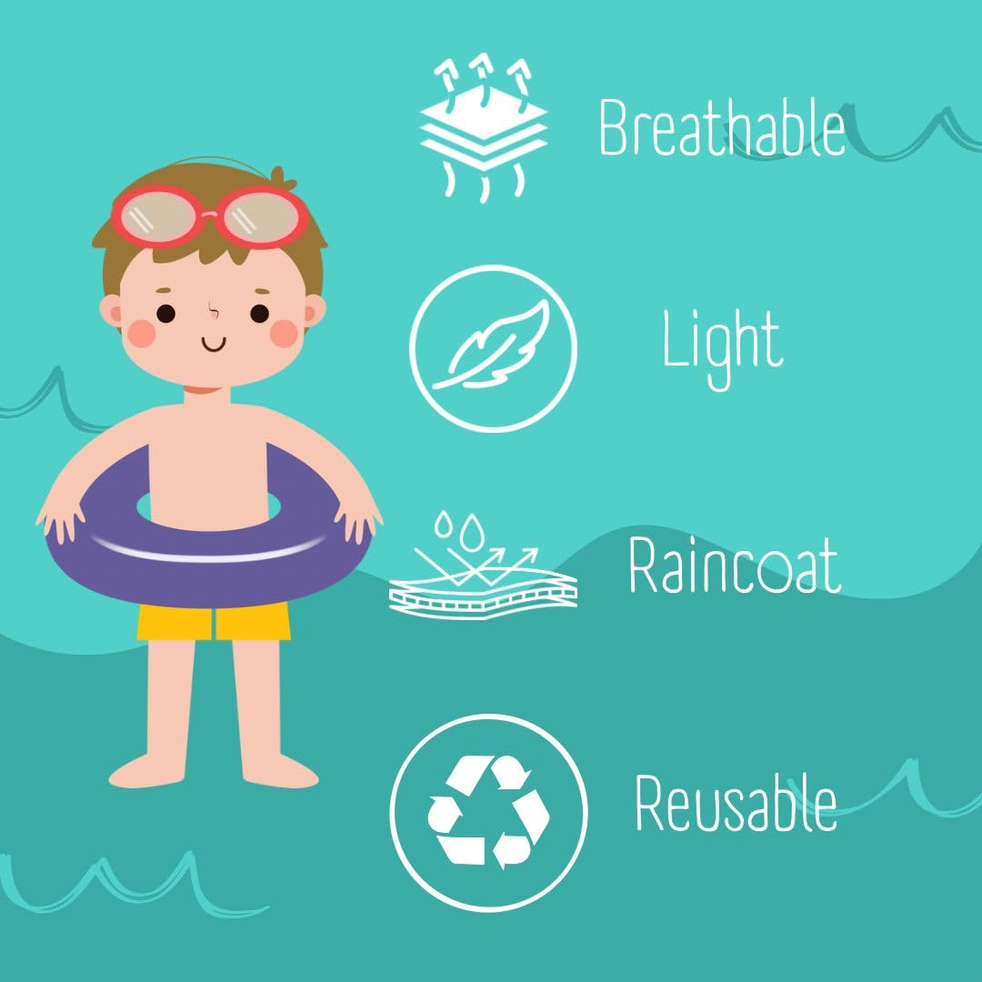 Reusable Absorbent Swim Diapers for Baby Boys & Girls - Sun Print, Large Size - Perfect for Pool, Beach & Water Play