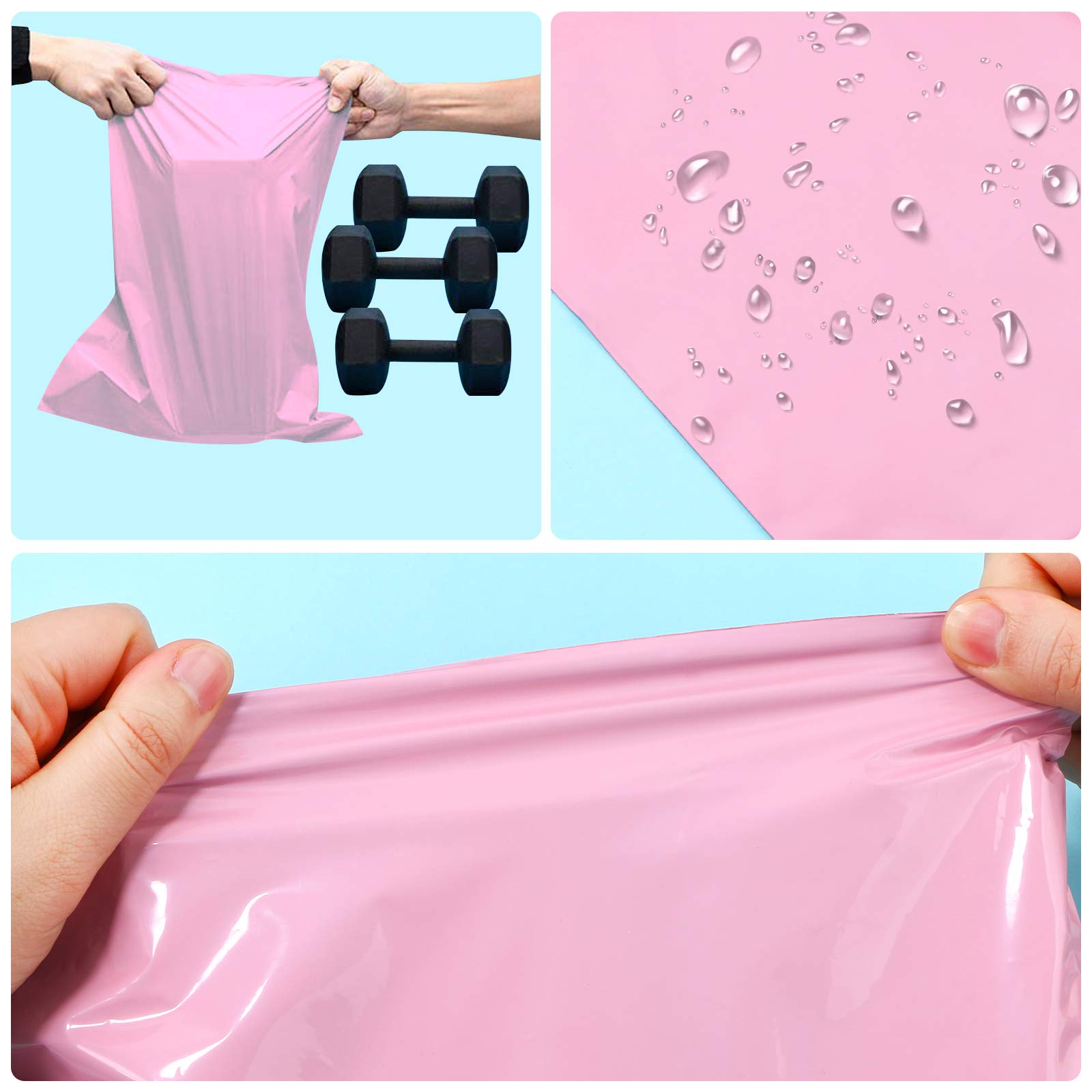 10 x 13.6 Inch Pink Poly Mailer Envelopes - Self Adhesive Waterproof Shipping Bags (Pack of 30) - Tear-Proof Postal Packaging for Ecommerce, Clothing & Small Business Shipments